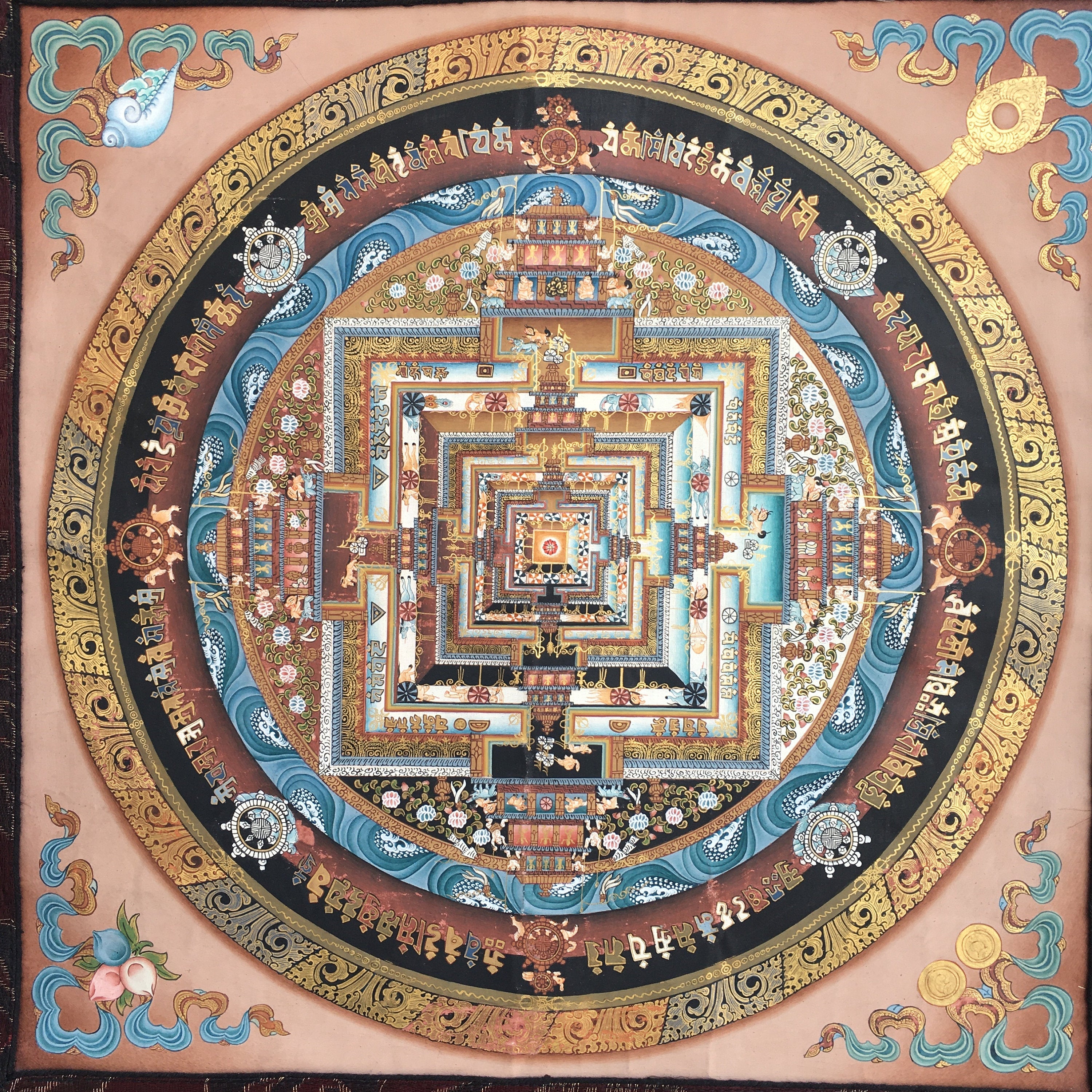 Brocade Mounted Kalachakra Mandala | Tibetan Thangka Art Nepal