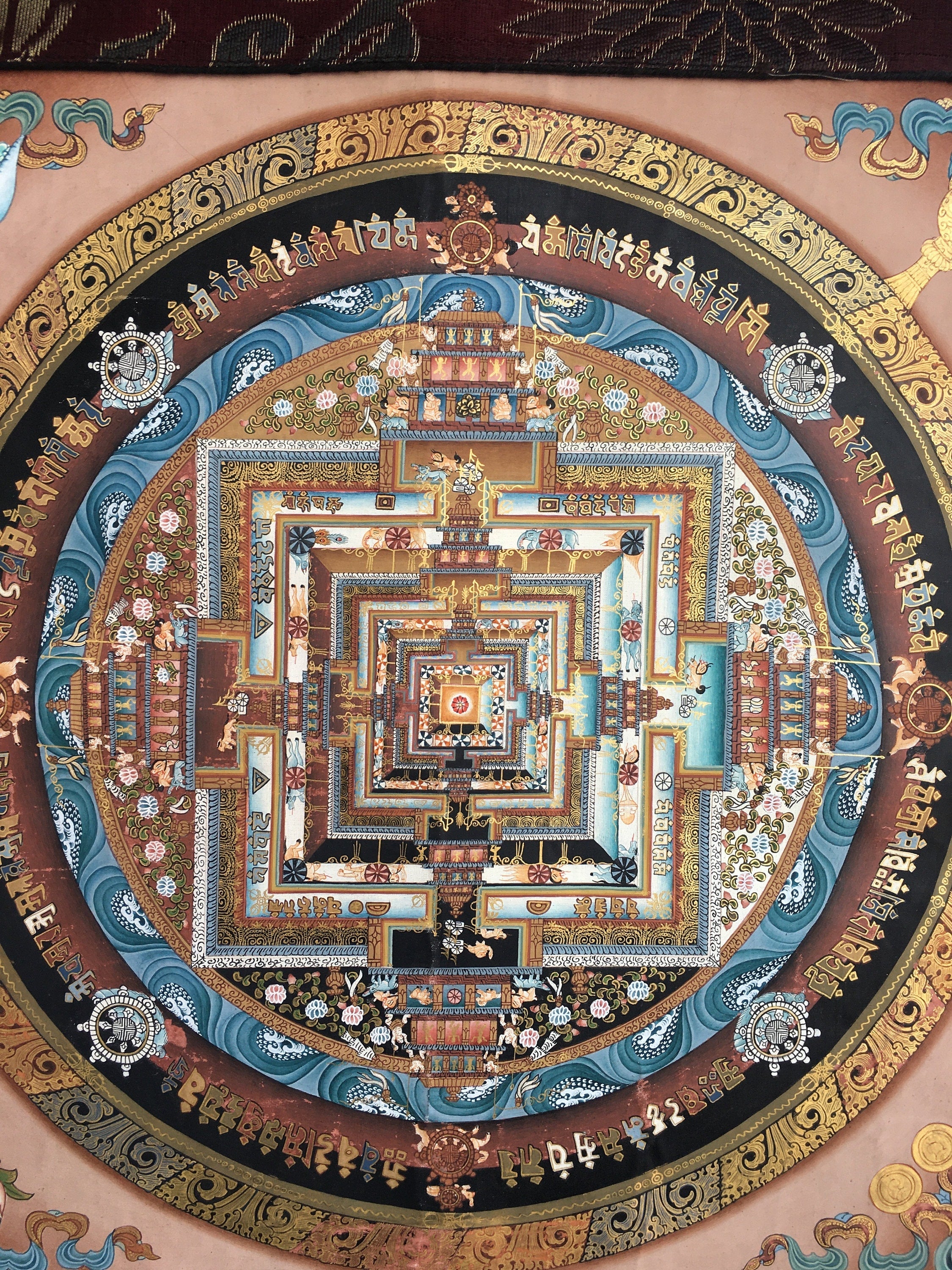 Brocade Mounted Kalachakra Mandala | Tibetan Thangka Art Nepal