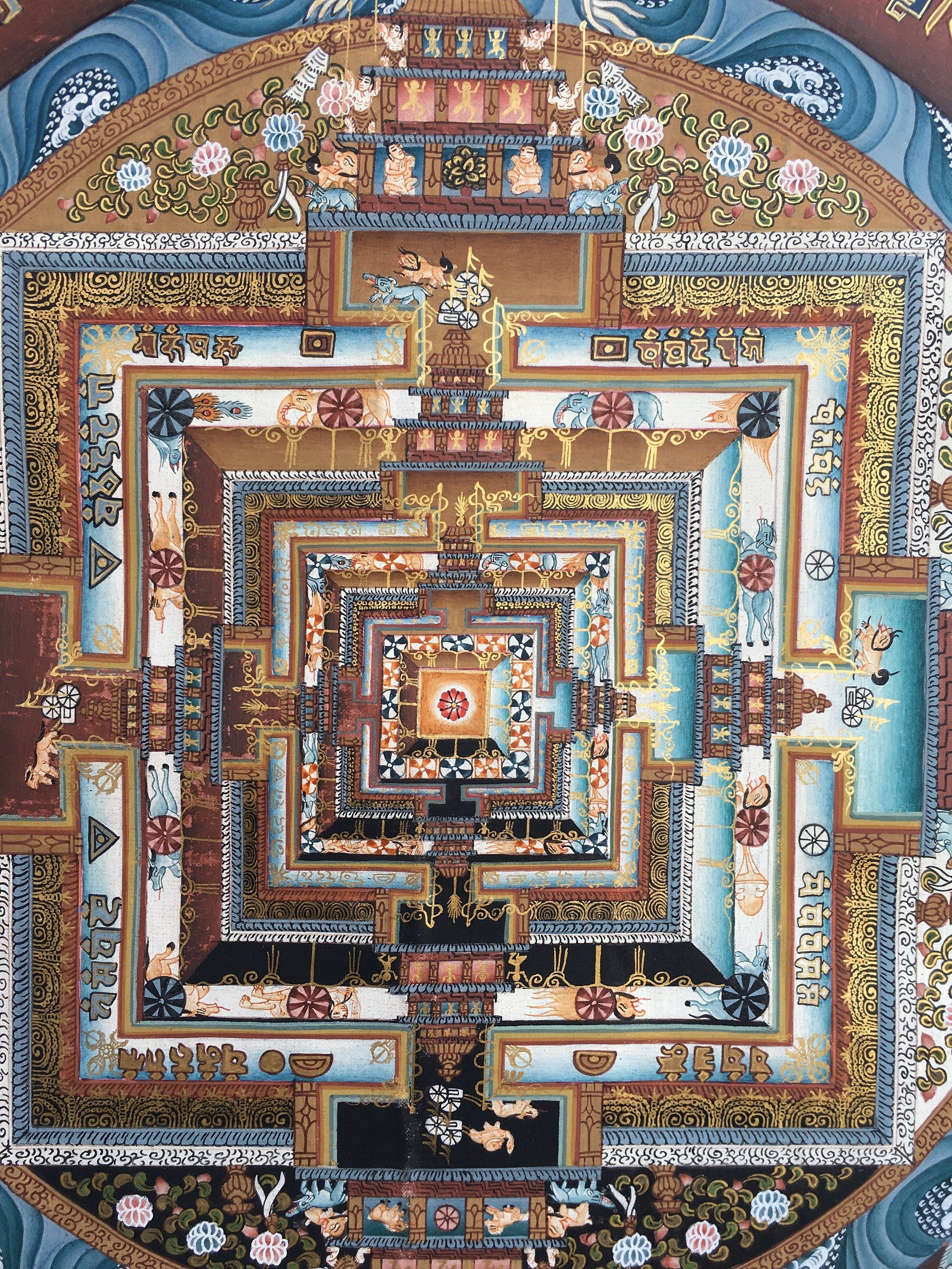 Brocade Mounted Kalachakra Mandala | Tibetan Thangka Art Nepal