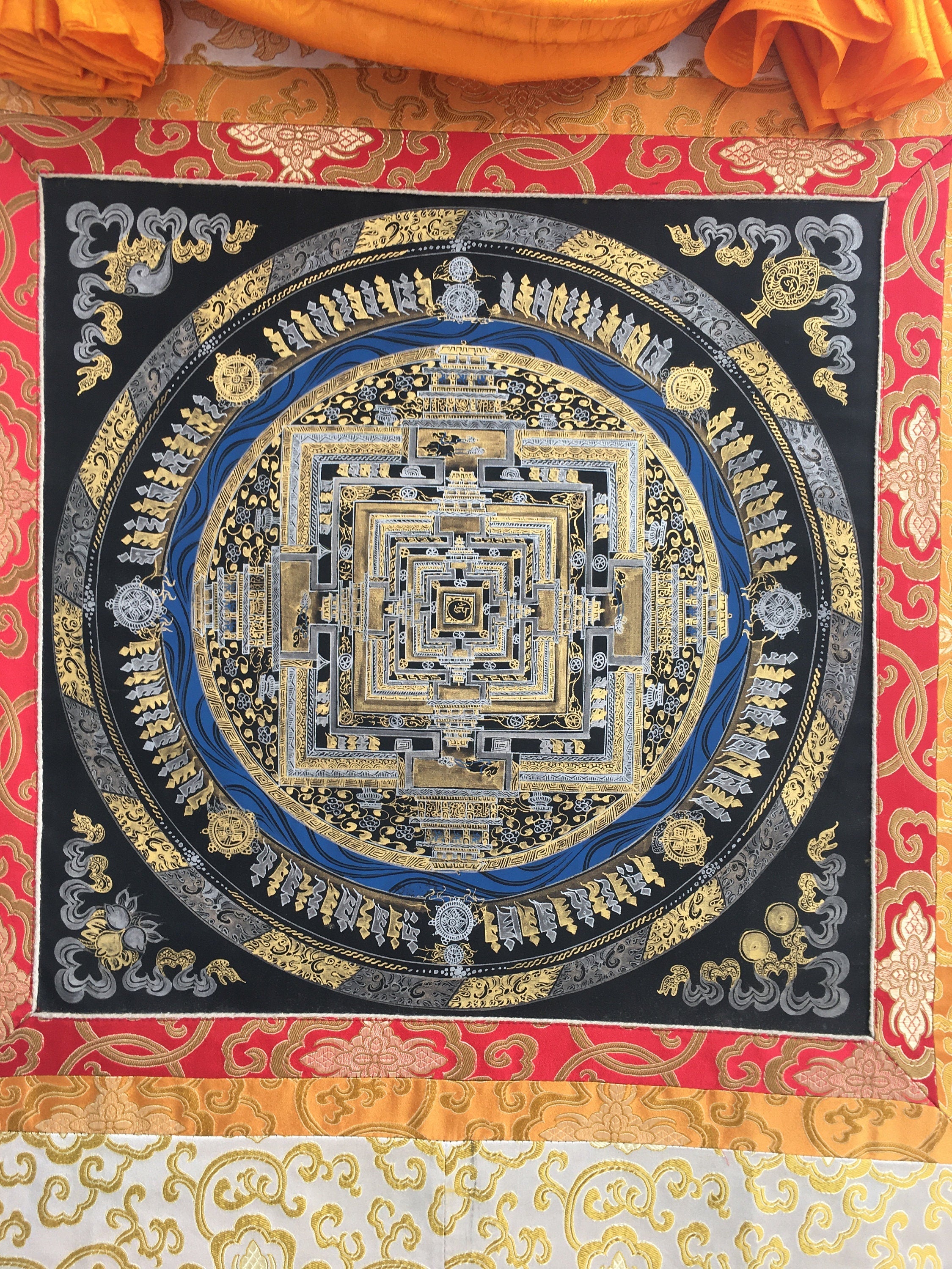 Kalachakra Mandala | Black And Gold Painting