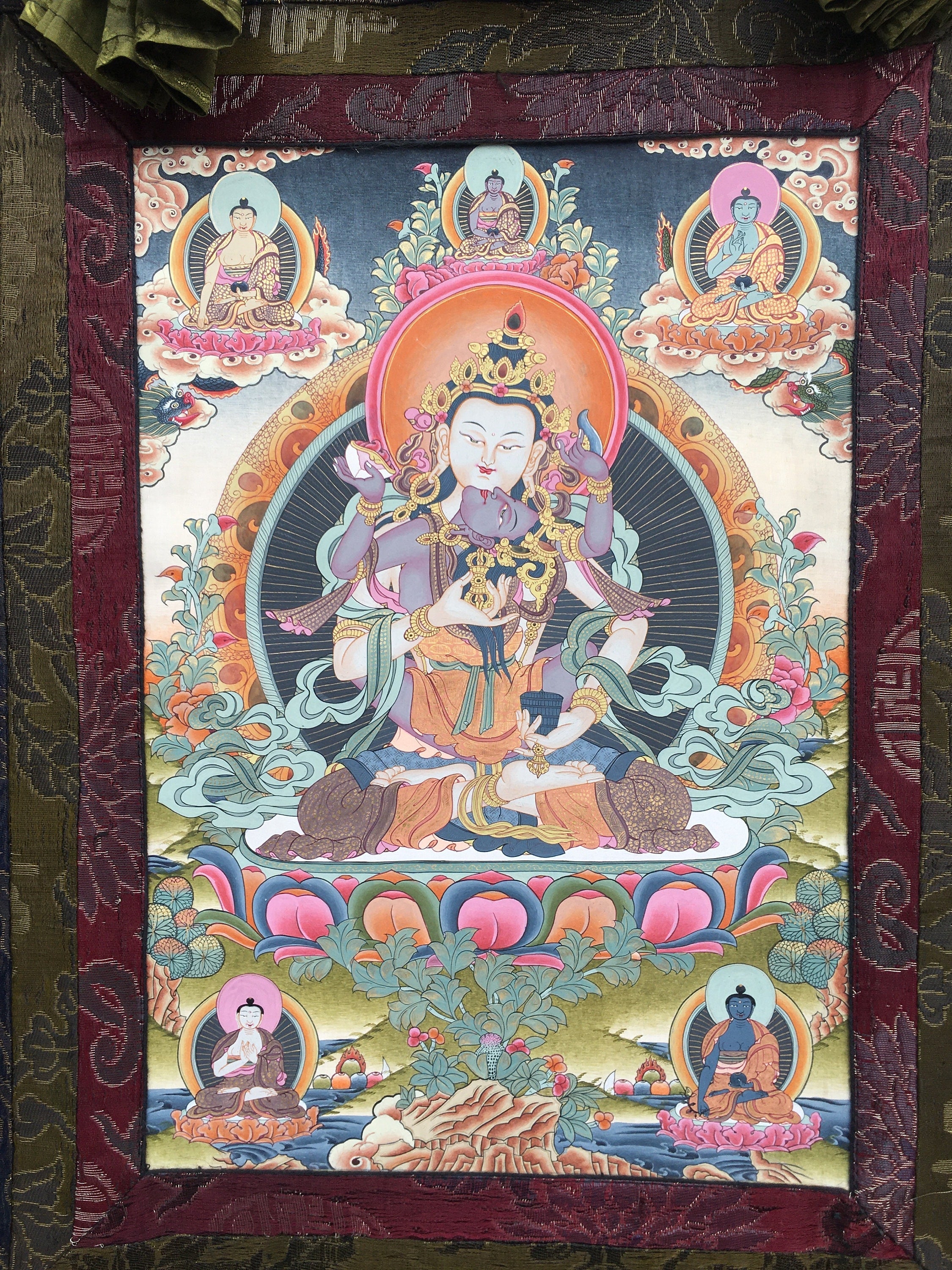 Dorje Sempa Yabyum |Brocade Mounted Original Hand Painted Thangka
