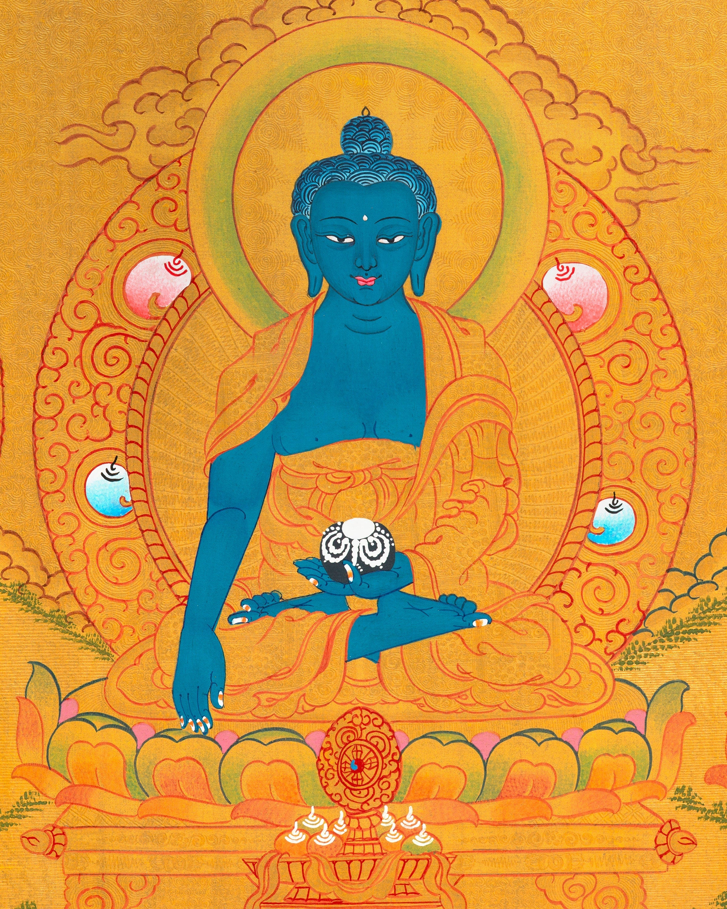 Five Dhyani Buddhas | Original Hand painted Five Buddhas Thanka Painting