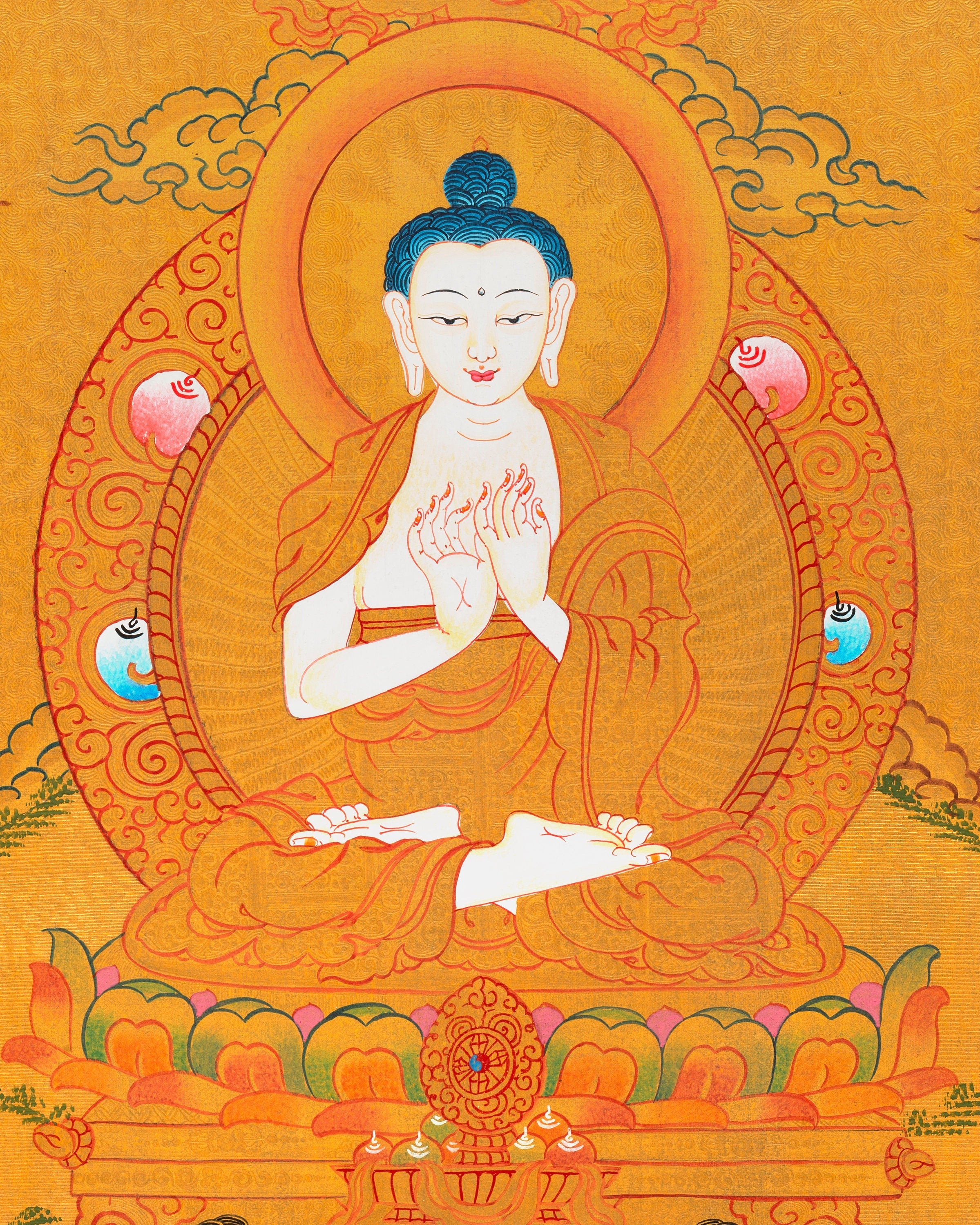 Five Dhyani Buddhas | Original Hand painted Five Buddhas Thanka Painting