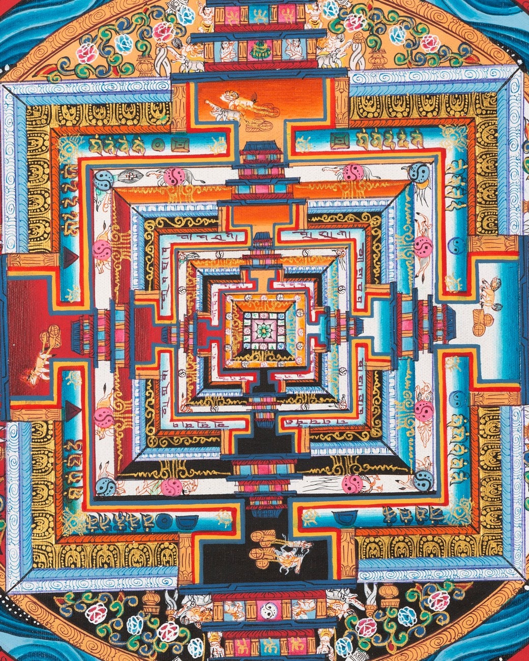 Green Kalachakra Mandala | Original Hand Painted Tibetan Wheel Of Time Wheel Of time Thangka Painting | Buddhist Wall Decoration Painting