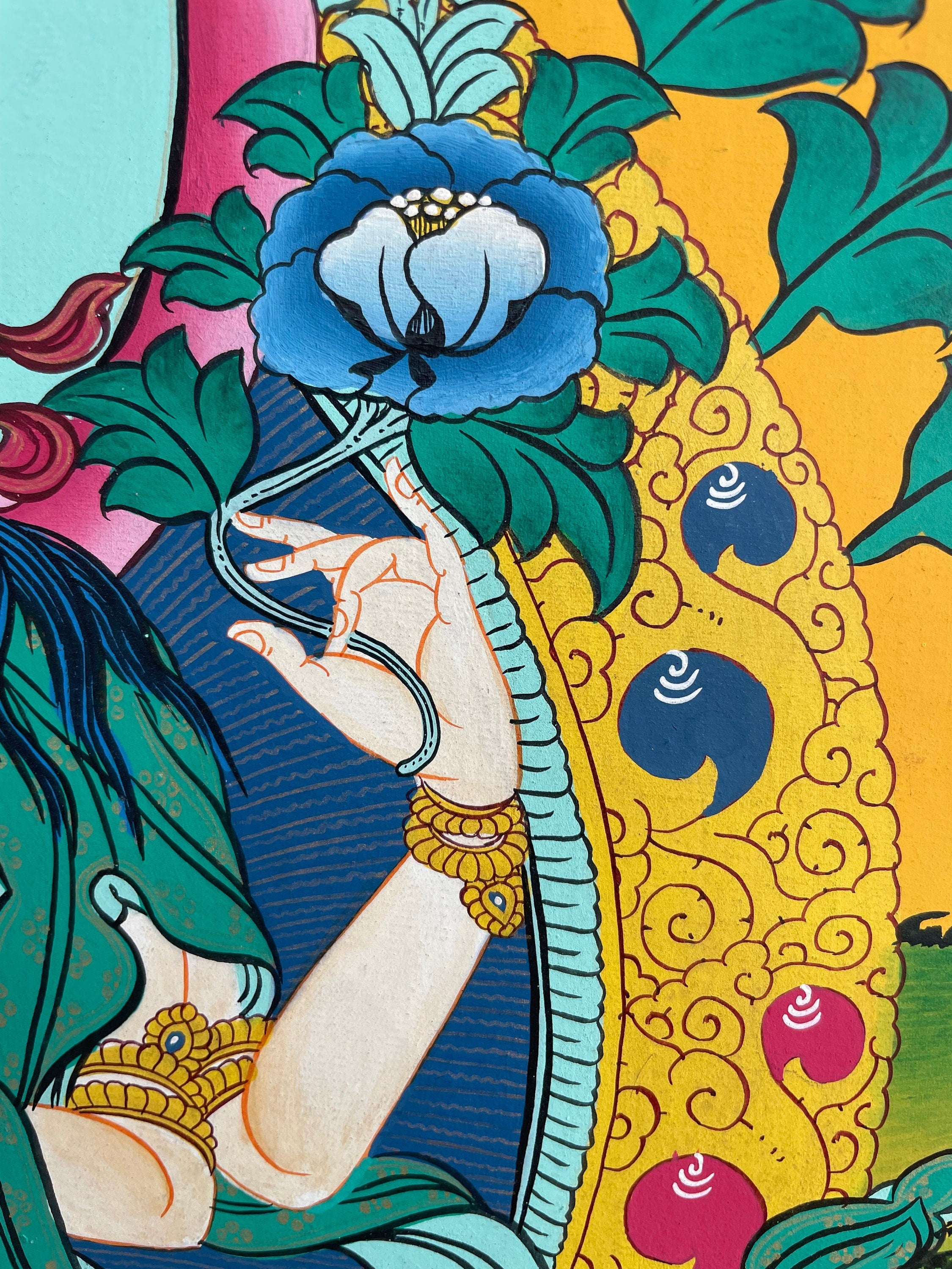 Hand-painted Chengrezig Thangka | Eternal Loving and Kindness