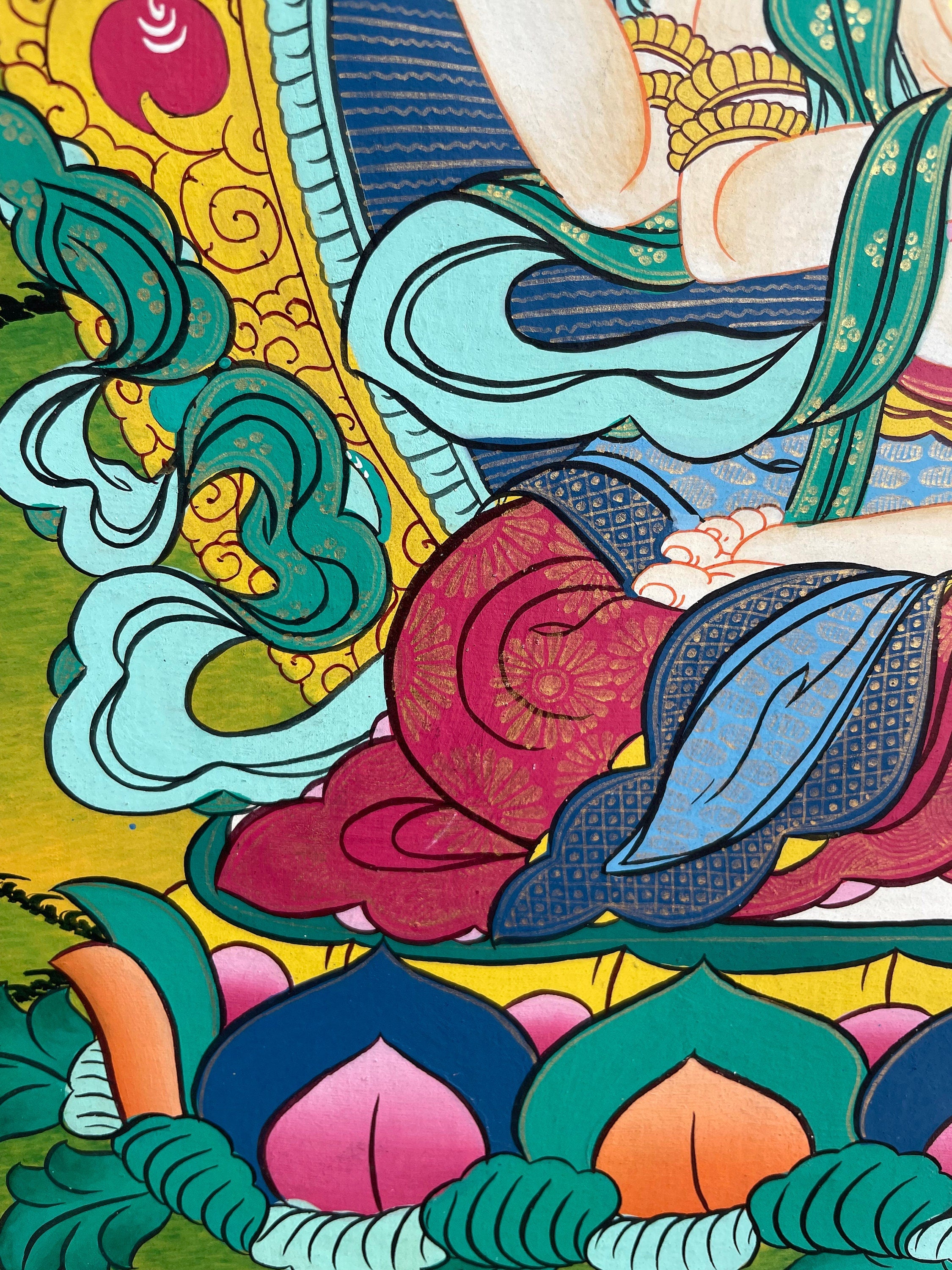 Hand-painted Chengrezig Thangka | Eternal Loving and Kindness