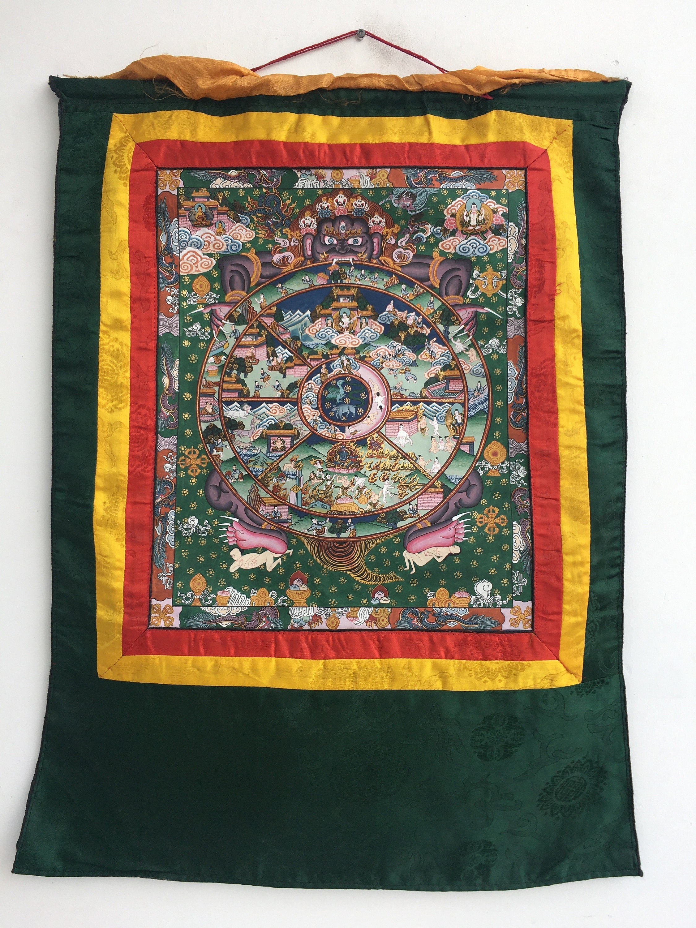 Wheel of life Thangka | Wall hanging Decoration for Relaxation | Tibetan Art