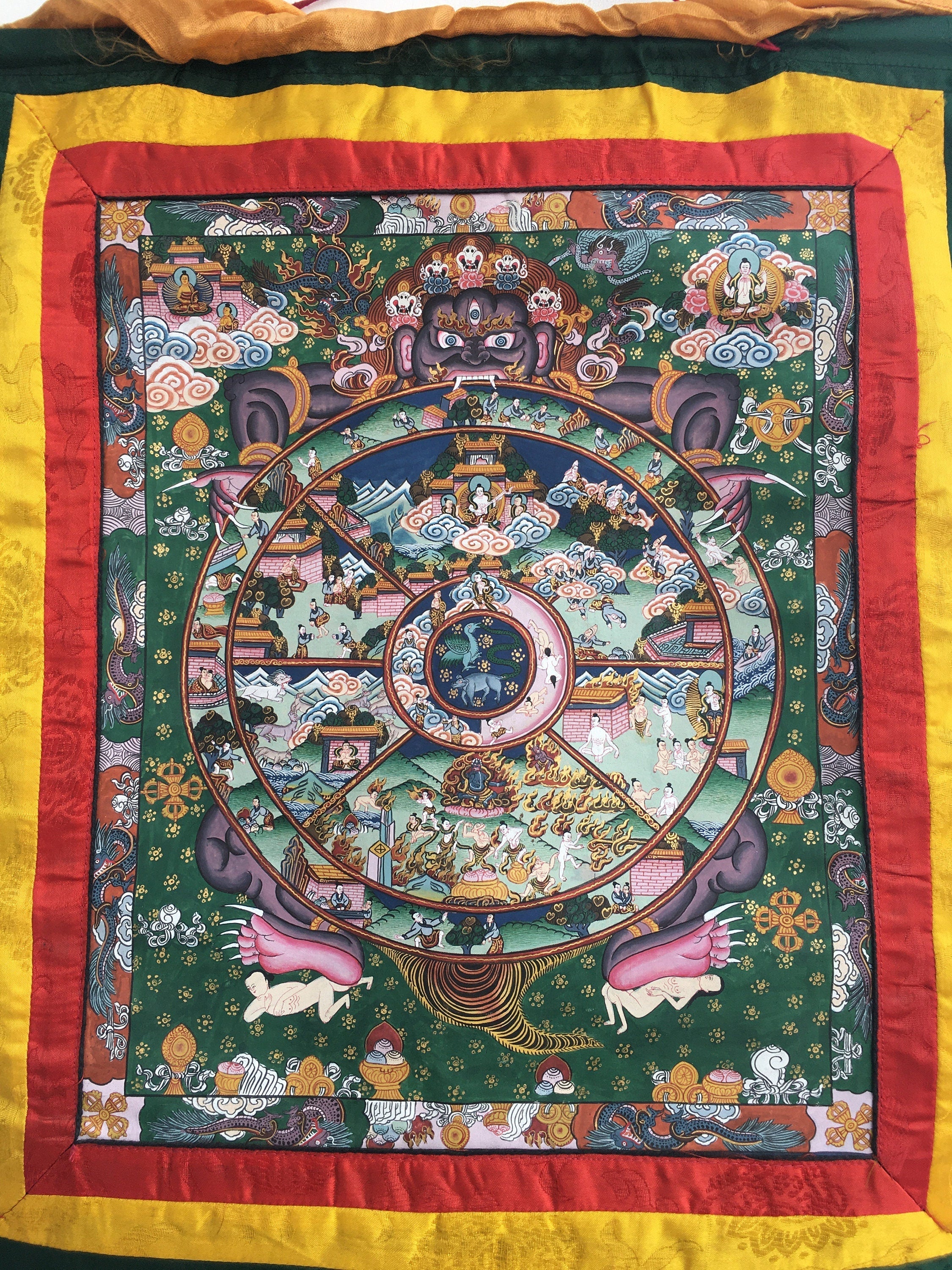 Wheel of life Thangka | Wall hanging Decoration for Relaxation | Tibetan Art