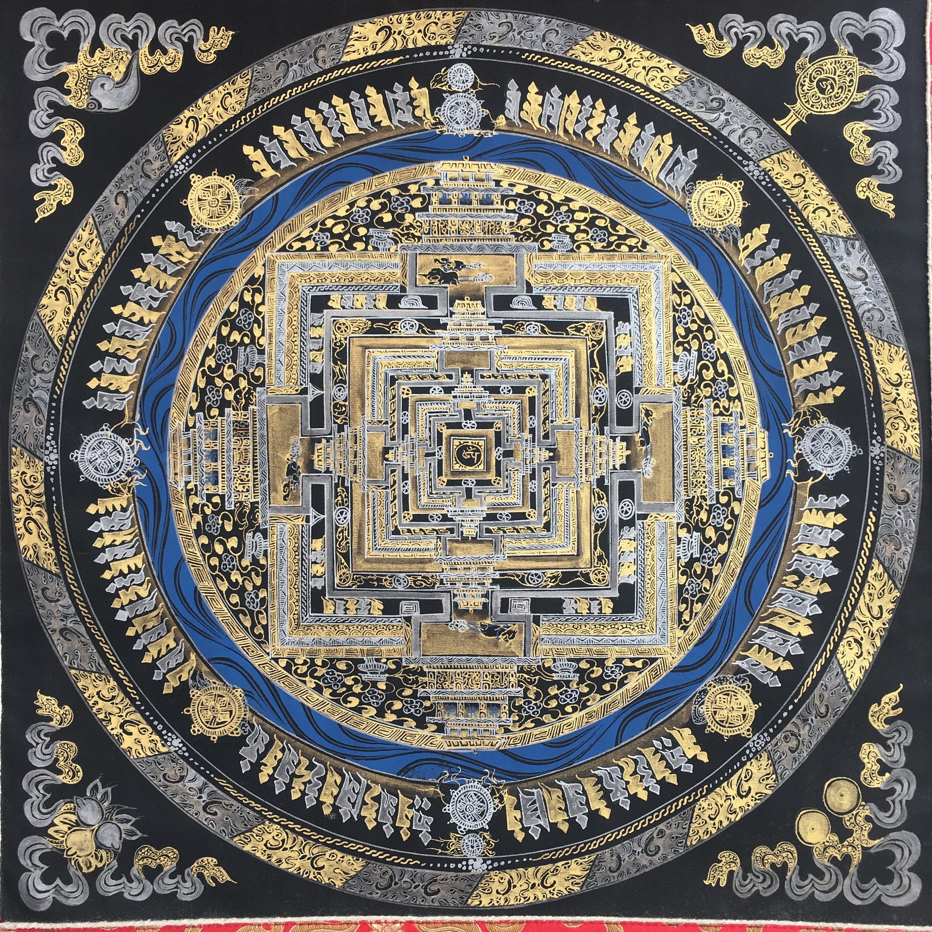 Kalachakra Mandala | Black And Gold Painting