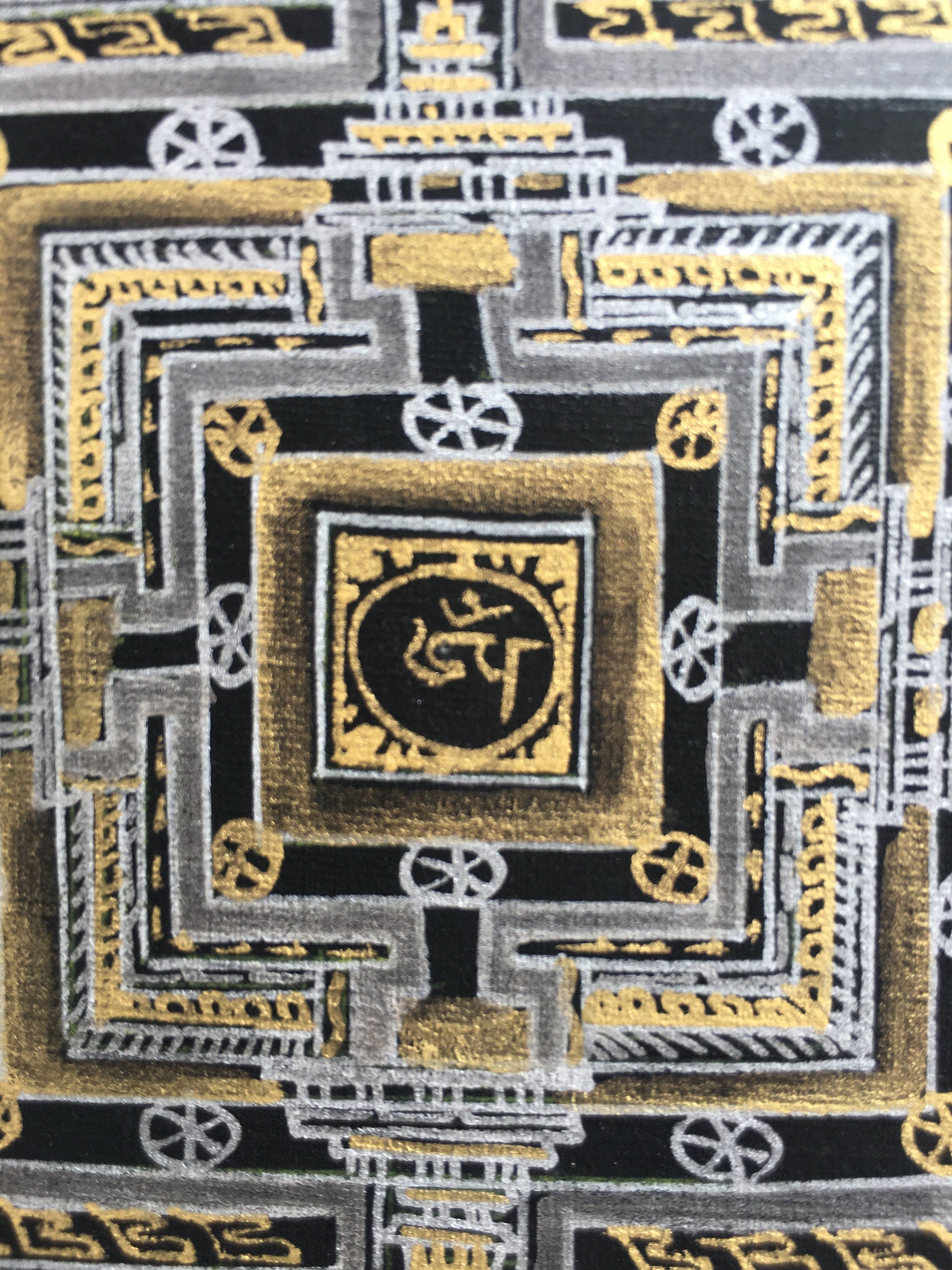 Kalachakra Mandala | Black And Gold Painting