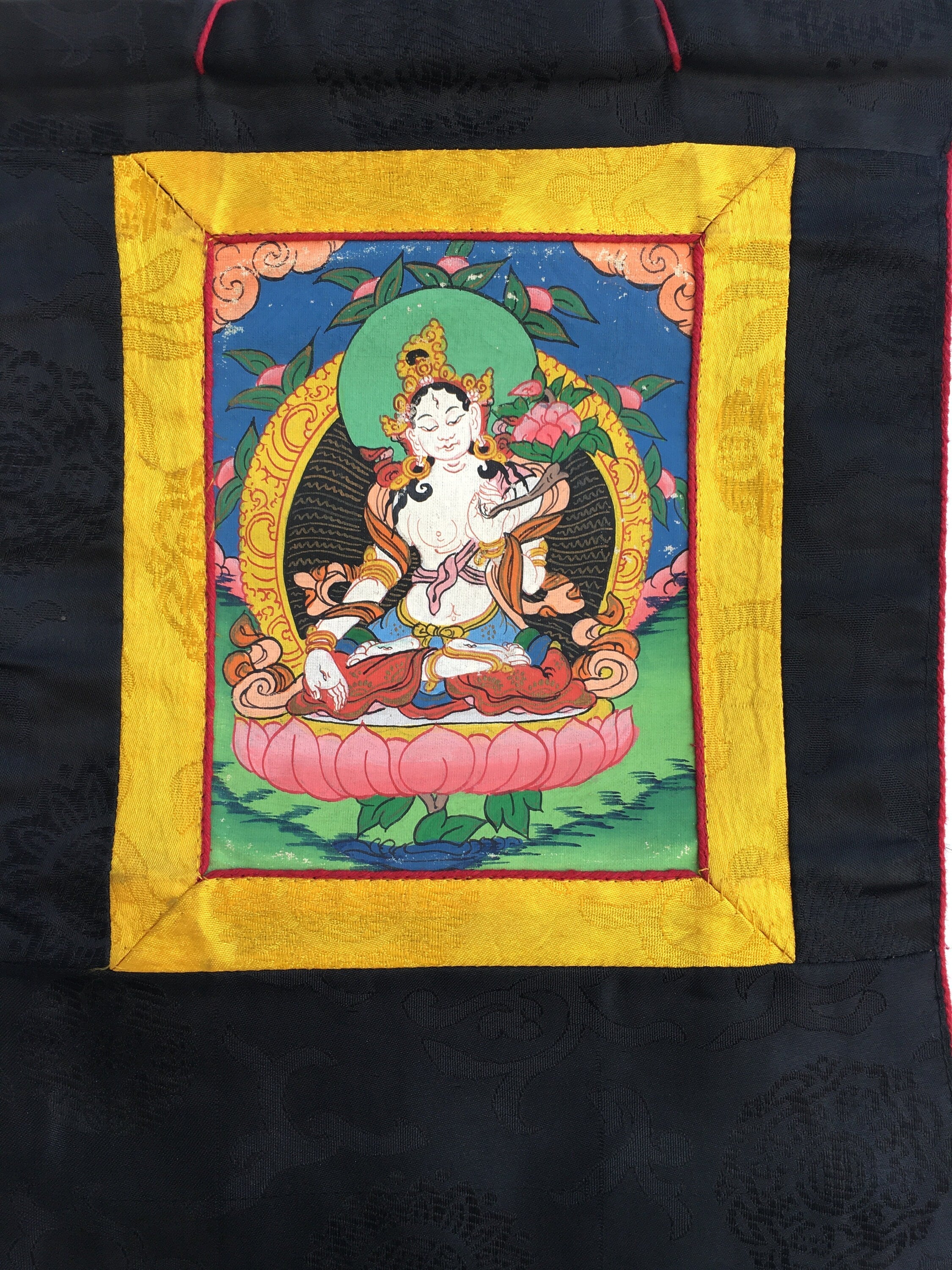 Vintage White Tara Thangka | Small Room Decor
