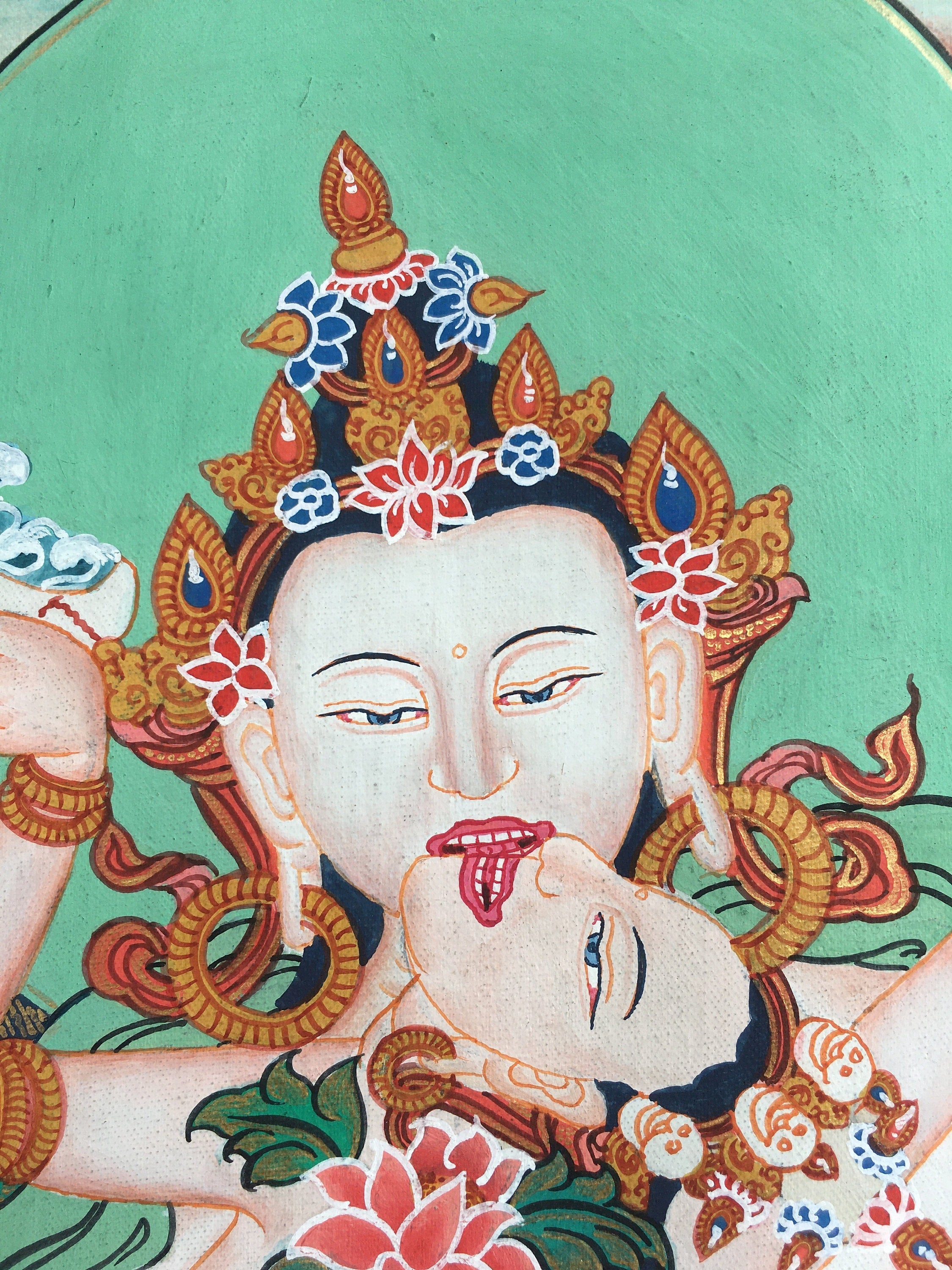 Sambhogakaya Yab Yum Thangka | Tibetan Thangka Painting for Wall Hanging
