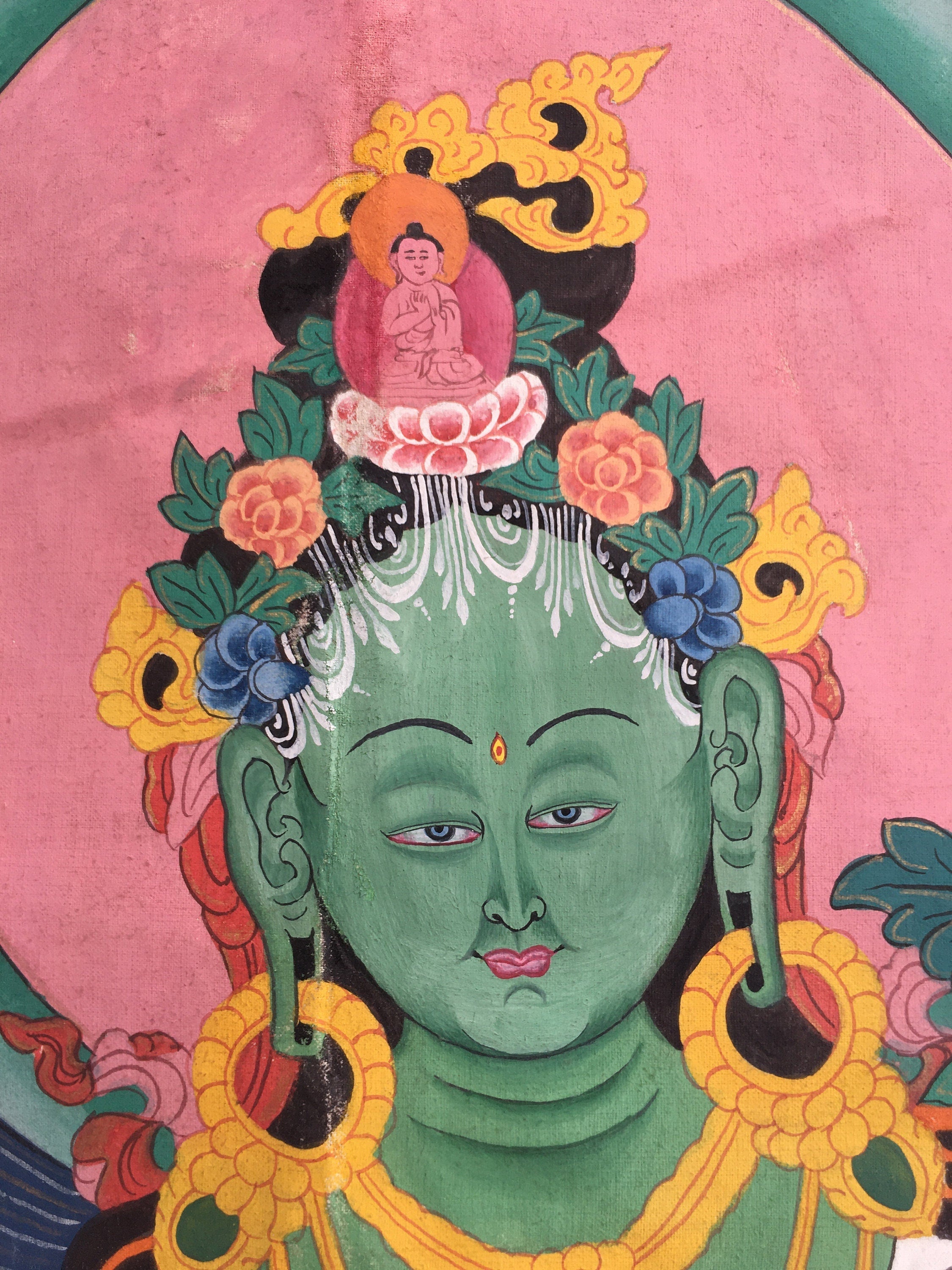 Green Tara Thangka  | Original hand-painted Thangka