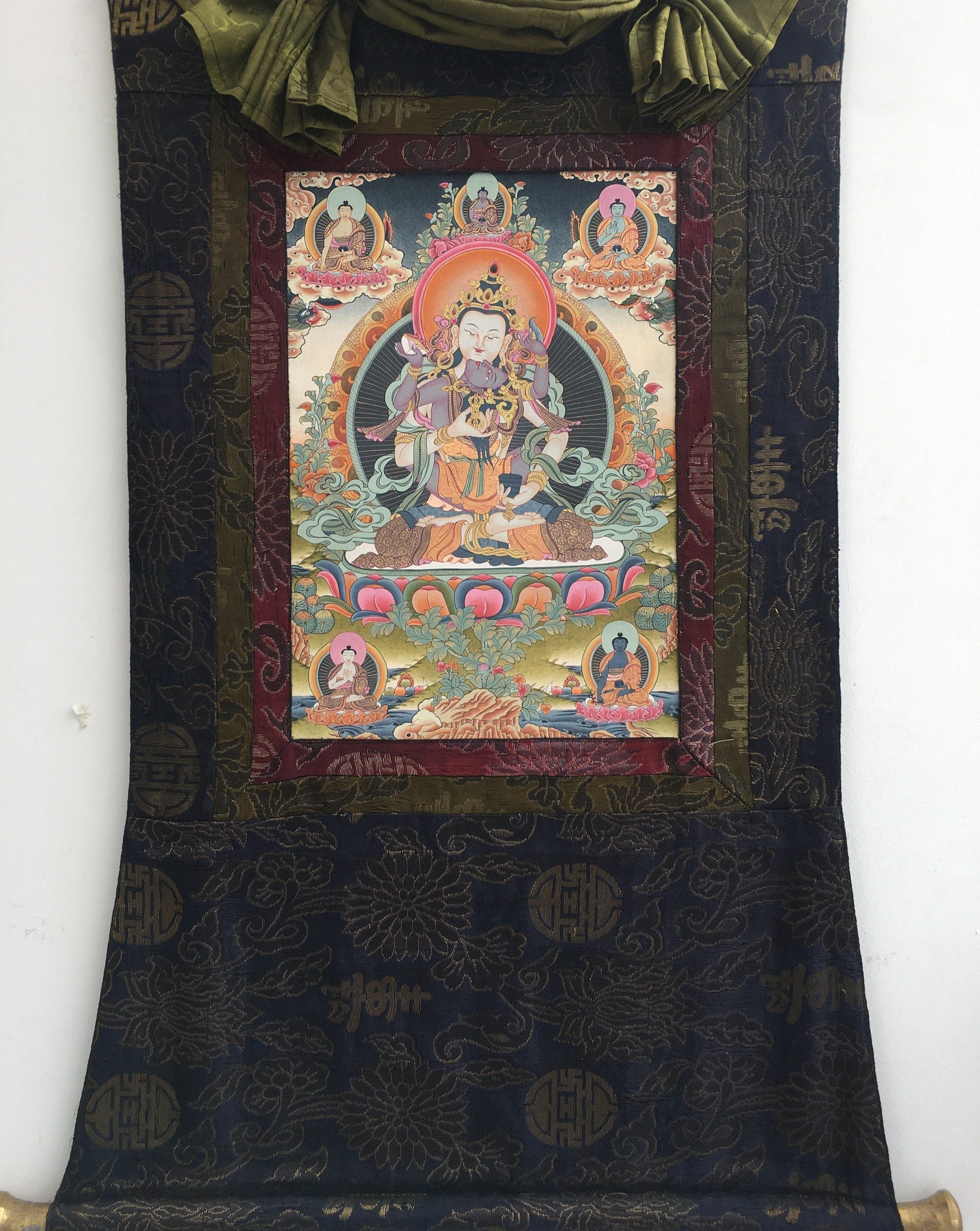 Dorje Sempa Yabyum |Brocade Mounted Original Hand Painted Thangka