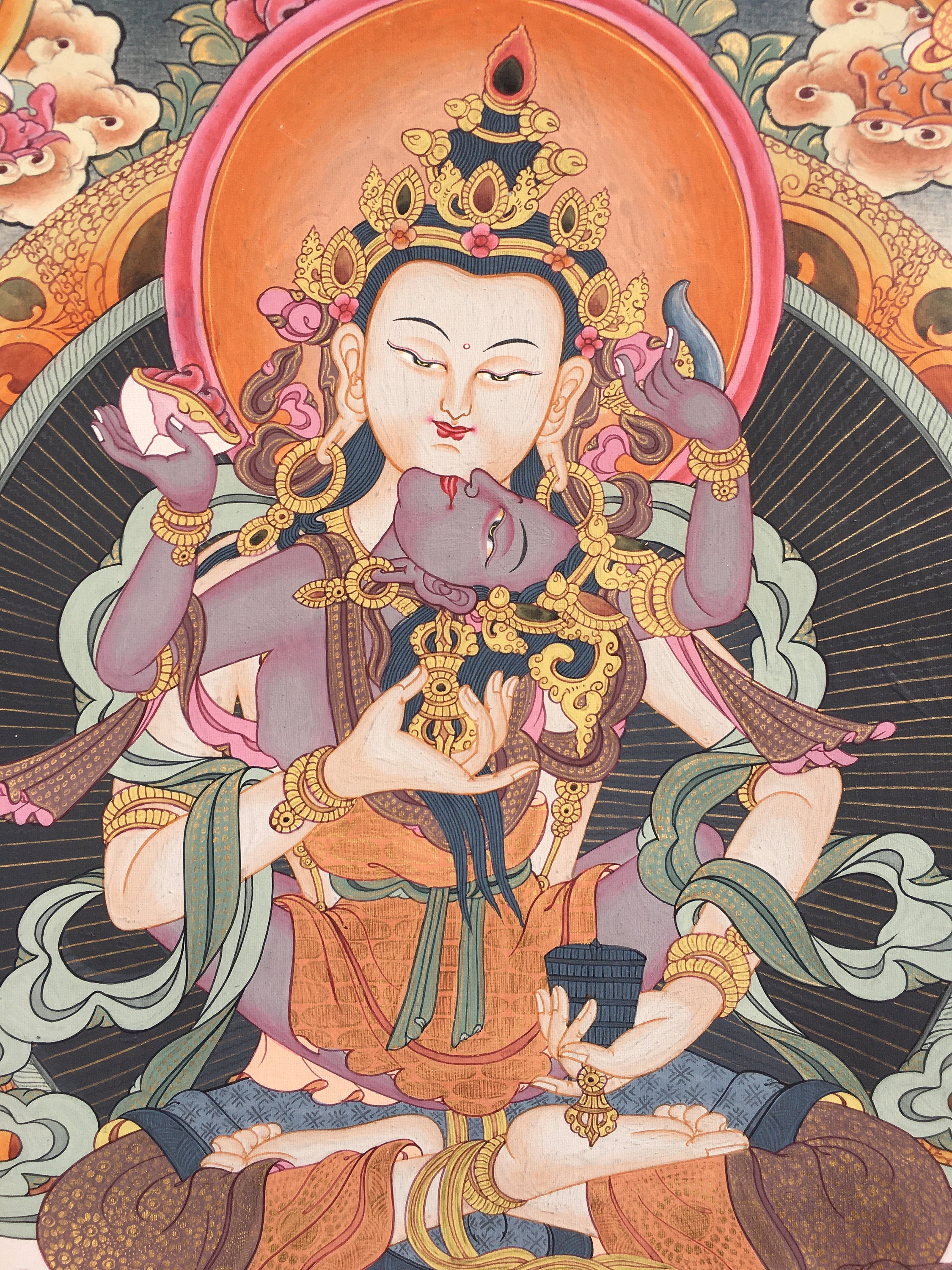 Dorje Sempa Yabyum |Brocade Mounted Original Hand Painted Thangka