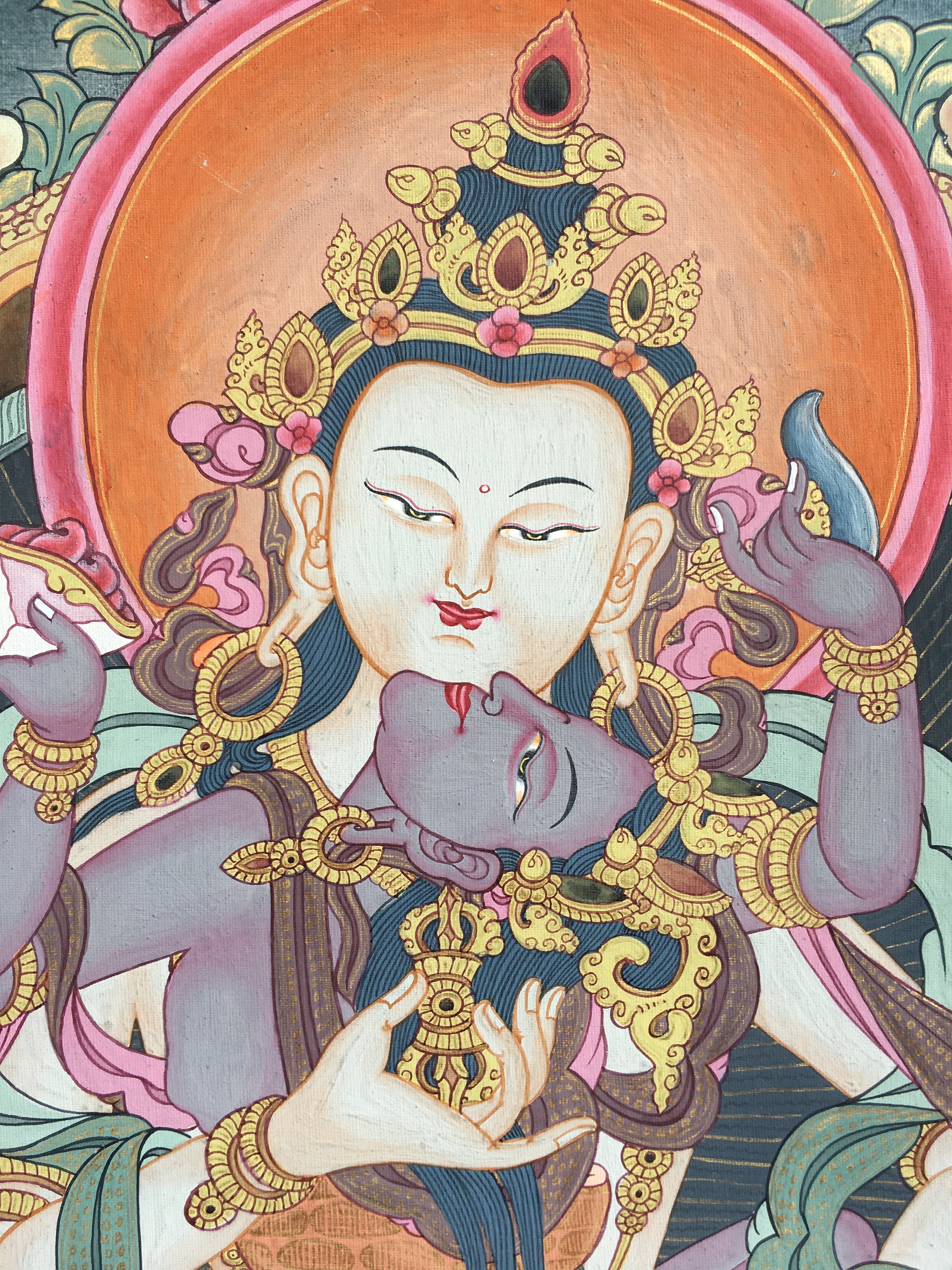 Dorje Sempa Yabyum |Brocade Mounted Original Hand Painted Thangka