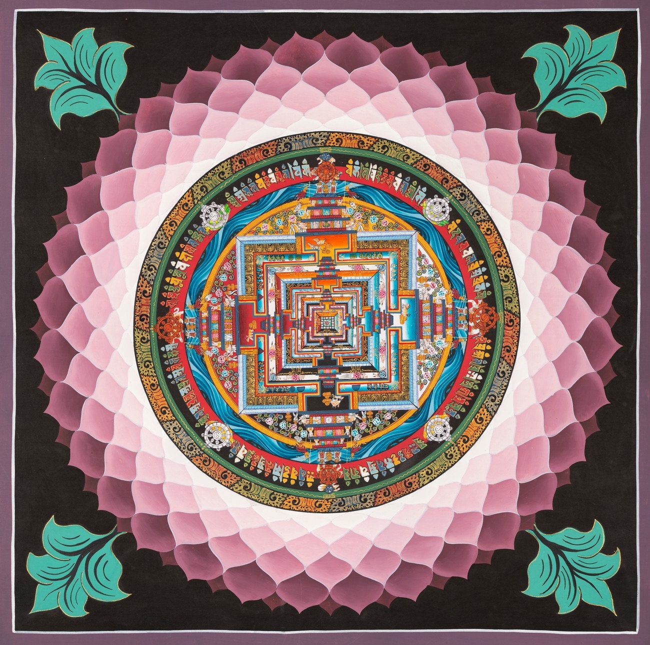 Buddhist Kalachara Mandala Thangka | Orginal Mandala Thangka Painting | Genuine Hand Painted Tibetan Lotus Mandala | Buddhist Mandala