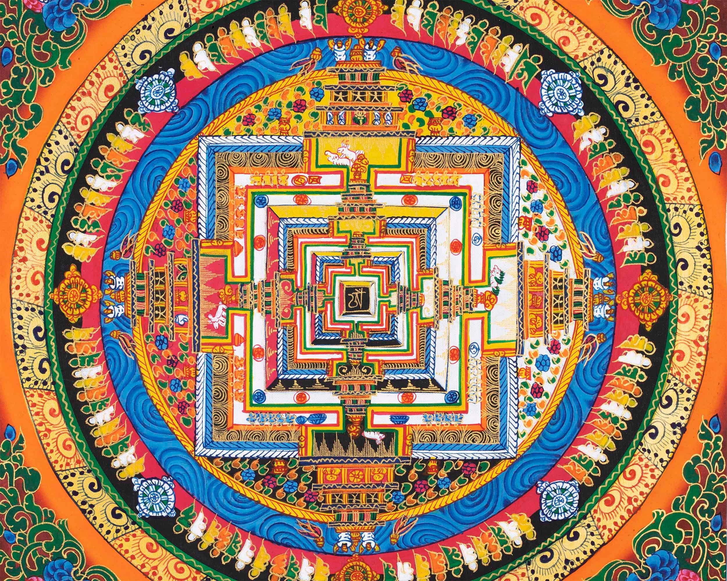 Mandala Art Thangka | Buddhist Kalachakra Mandala | Wall Hanging Decoration