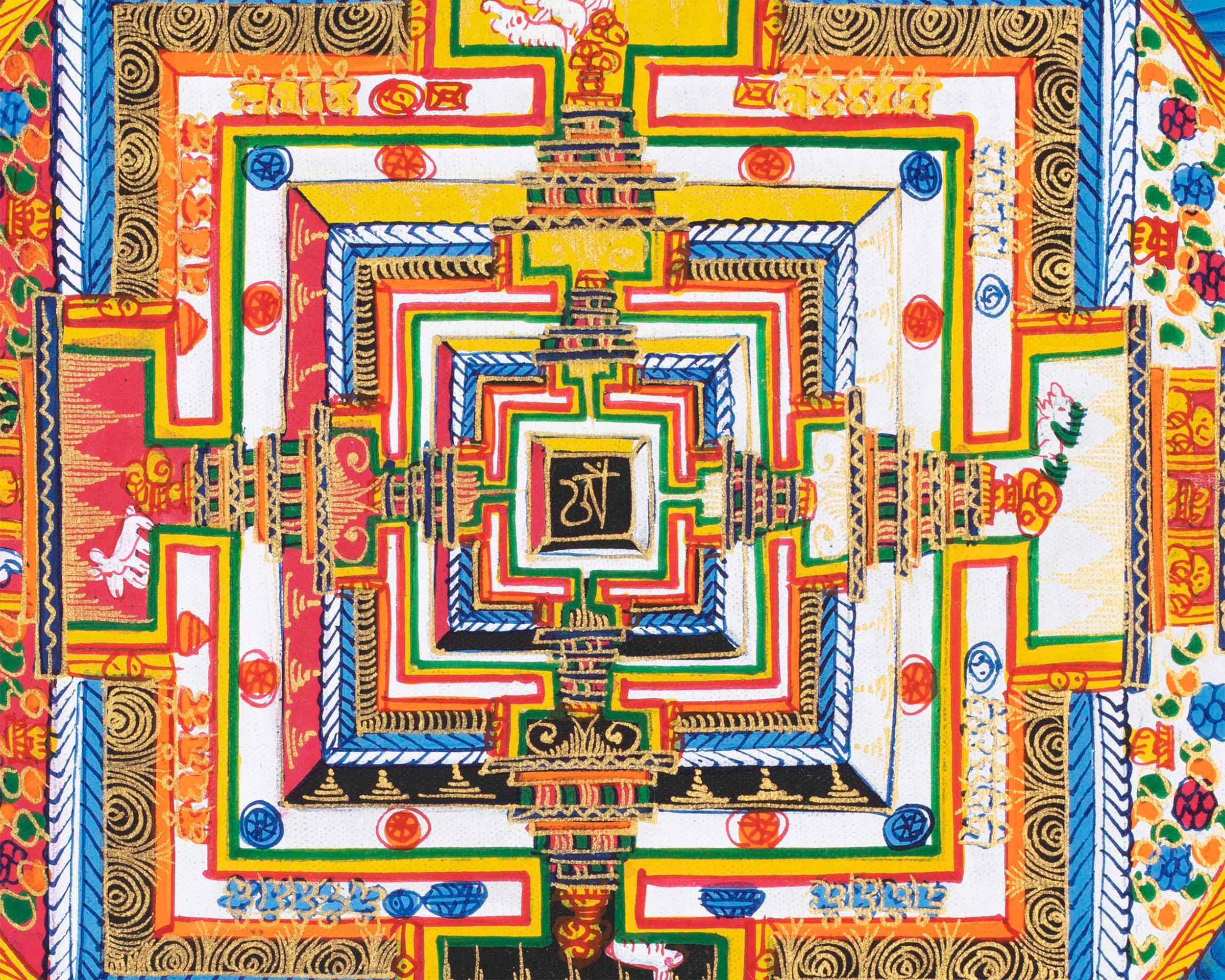 Mandala Art Thangka | Buddhist Kalachakra Mandala | Wall Hanging Decoration