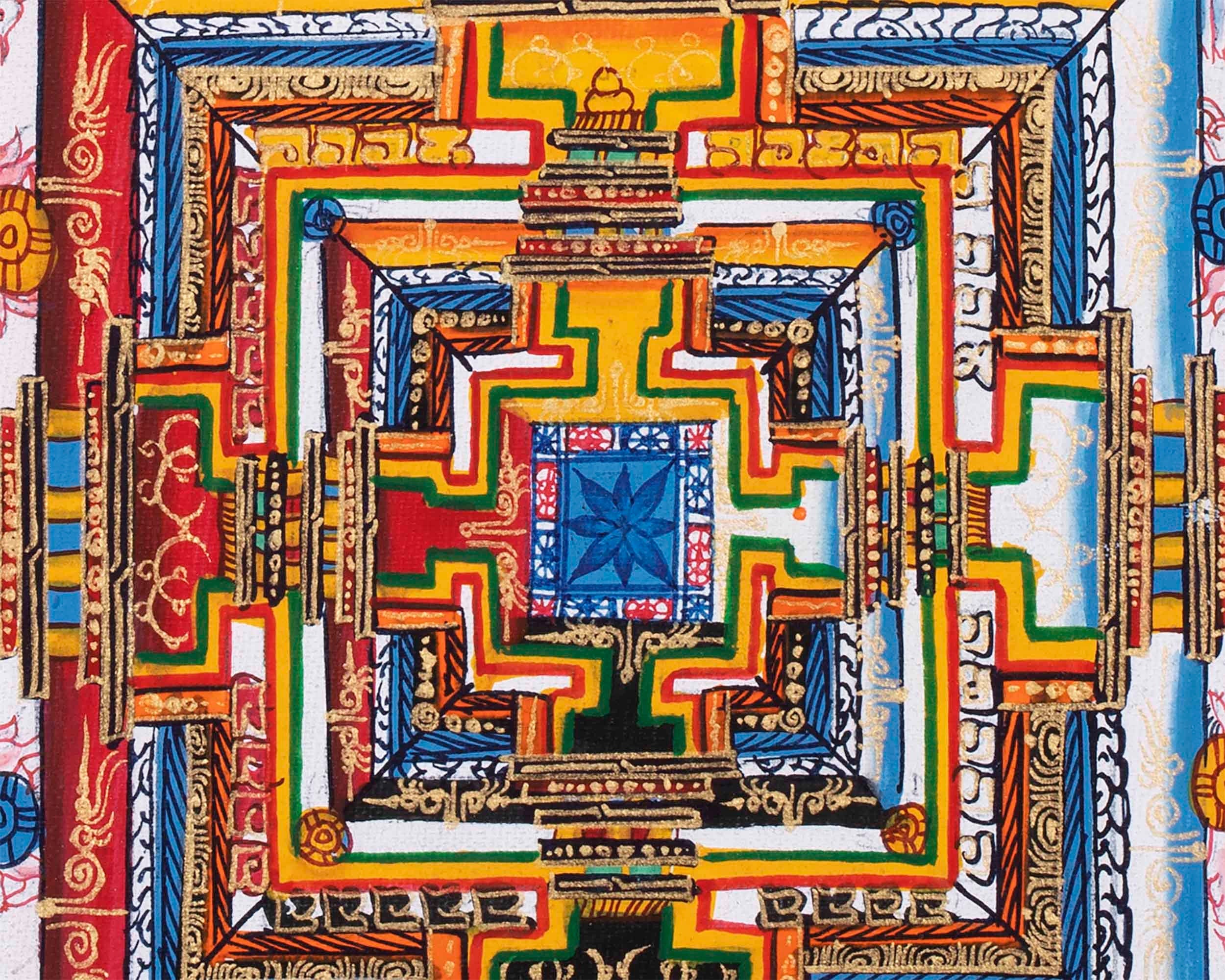 Traditional Kalachakra Mandala Thangka | Religious Handpainted Art | Wall Hanging Decor
