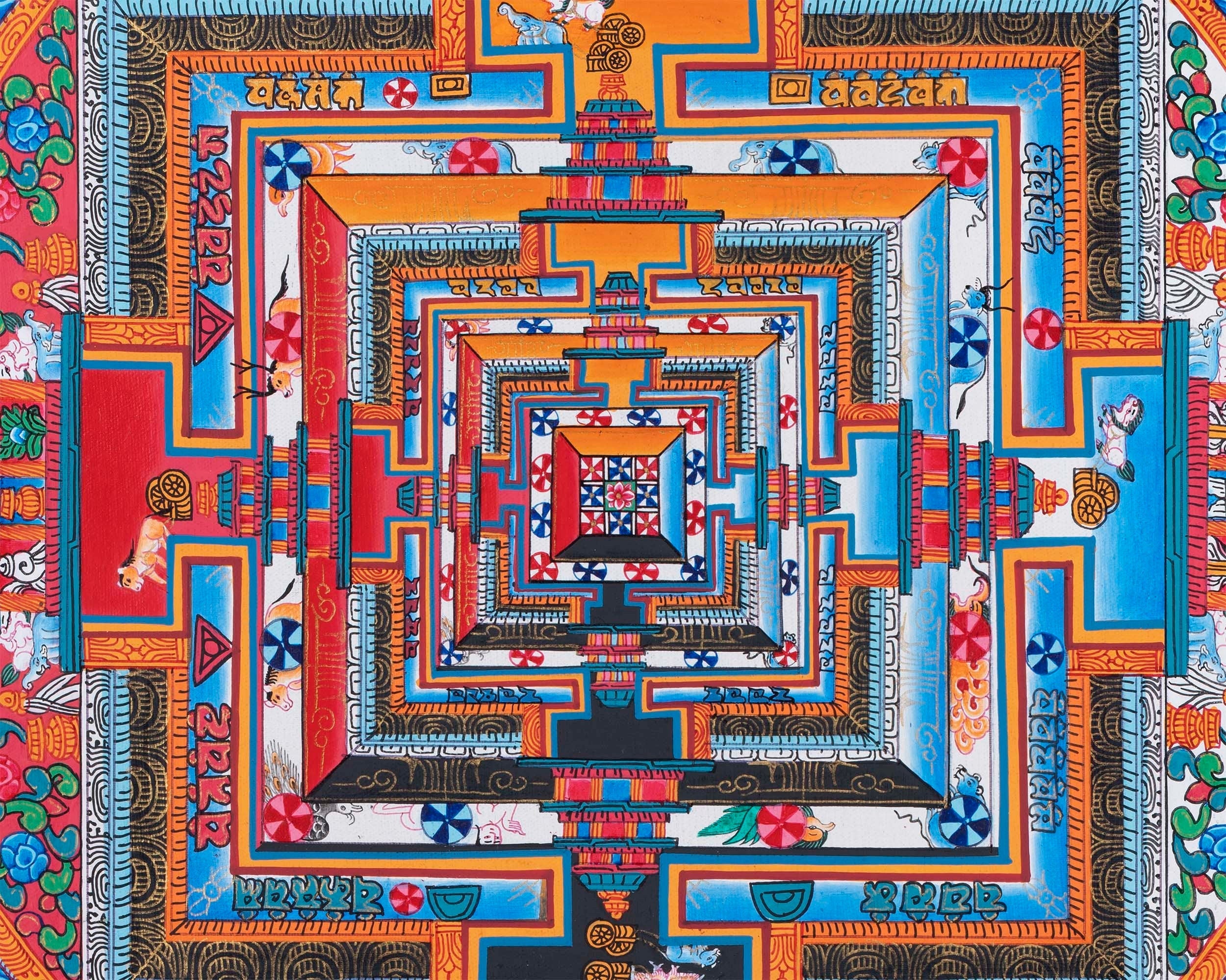 Bordered Kalachakra Mandala | Buddhist Wall Hanging