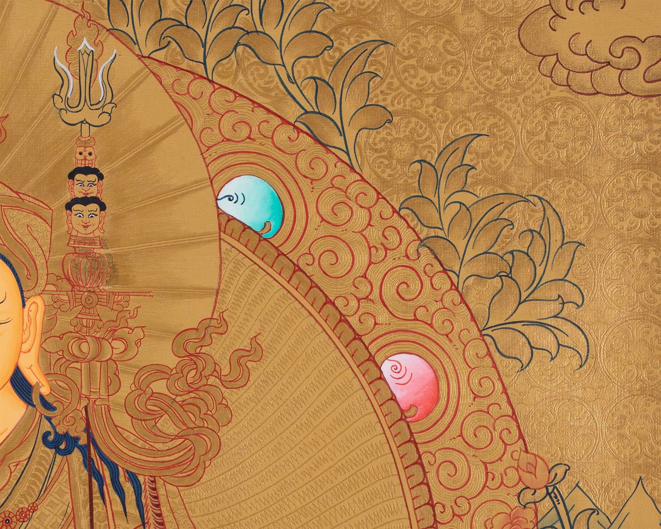 Original Hand painted Guru Rinpoche Thangka | Spiritual Art for Yoga meditation