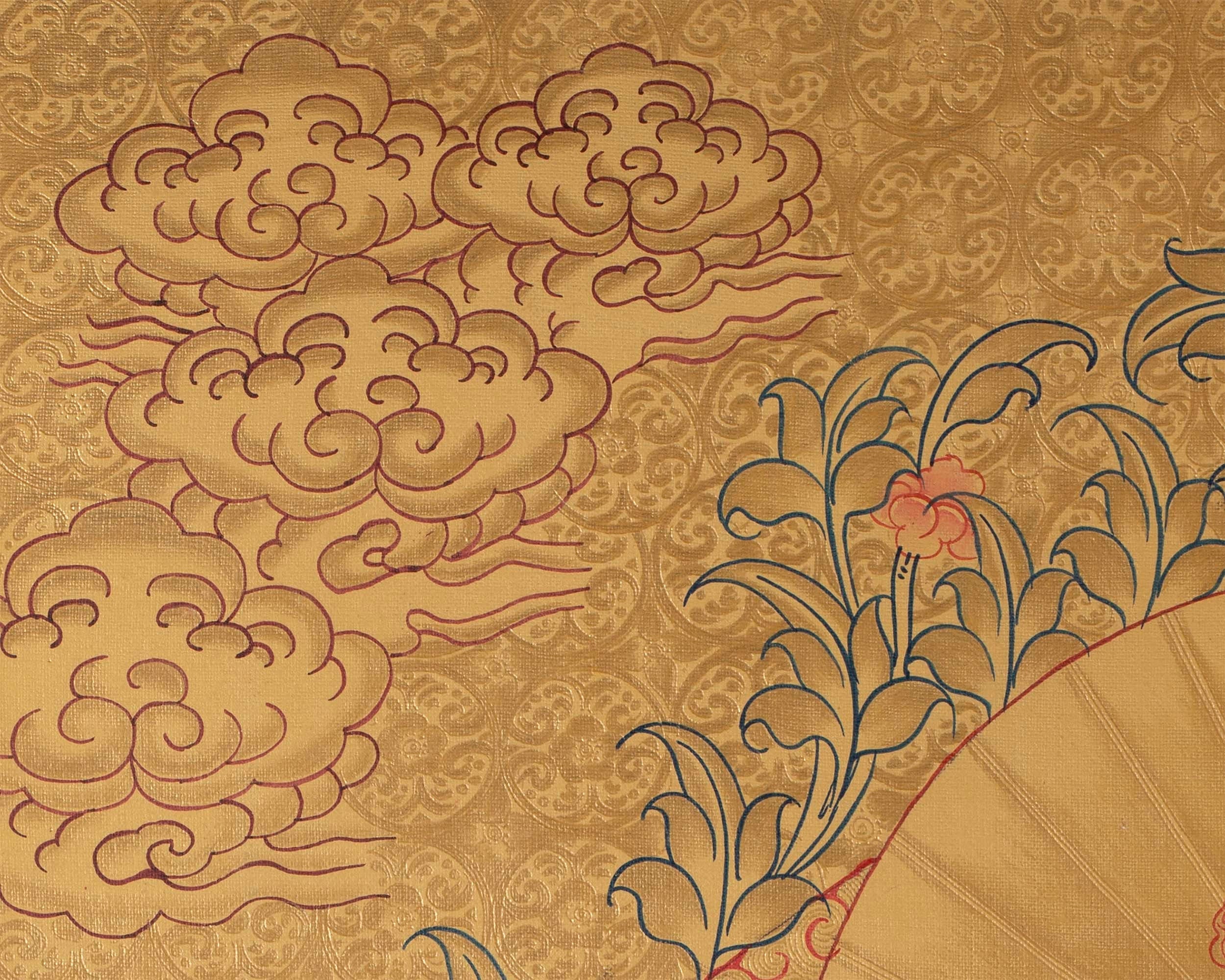 Original Hand painted Guru Rinpoche Thangka | Spiritual Art for Yoga meditation