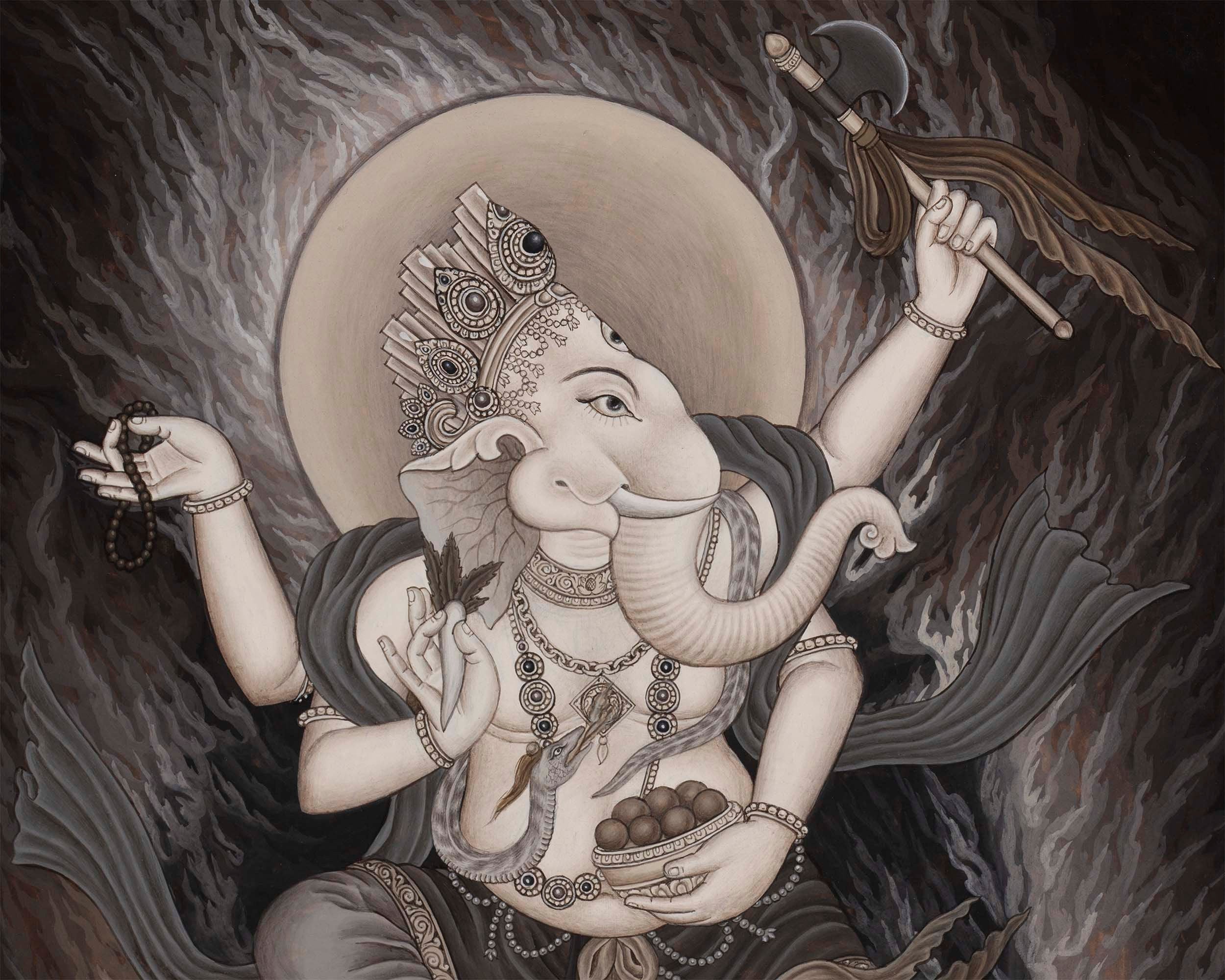 Ganesha Thangka | Hindu Deity Art | Wall Hanging Decorations