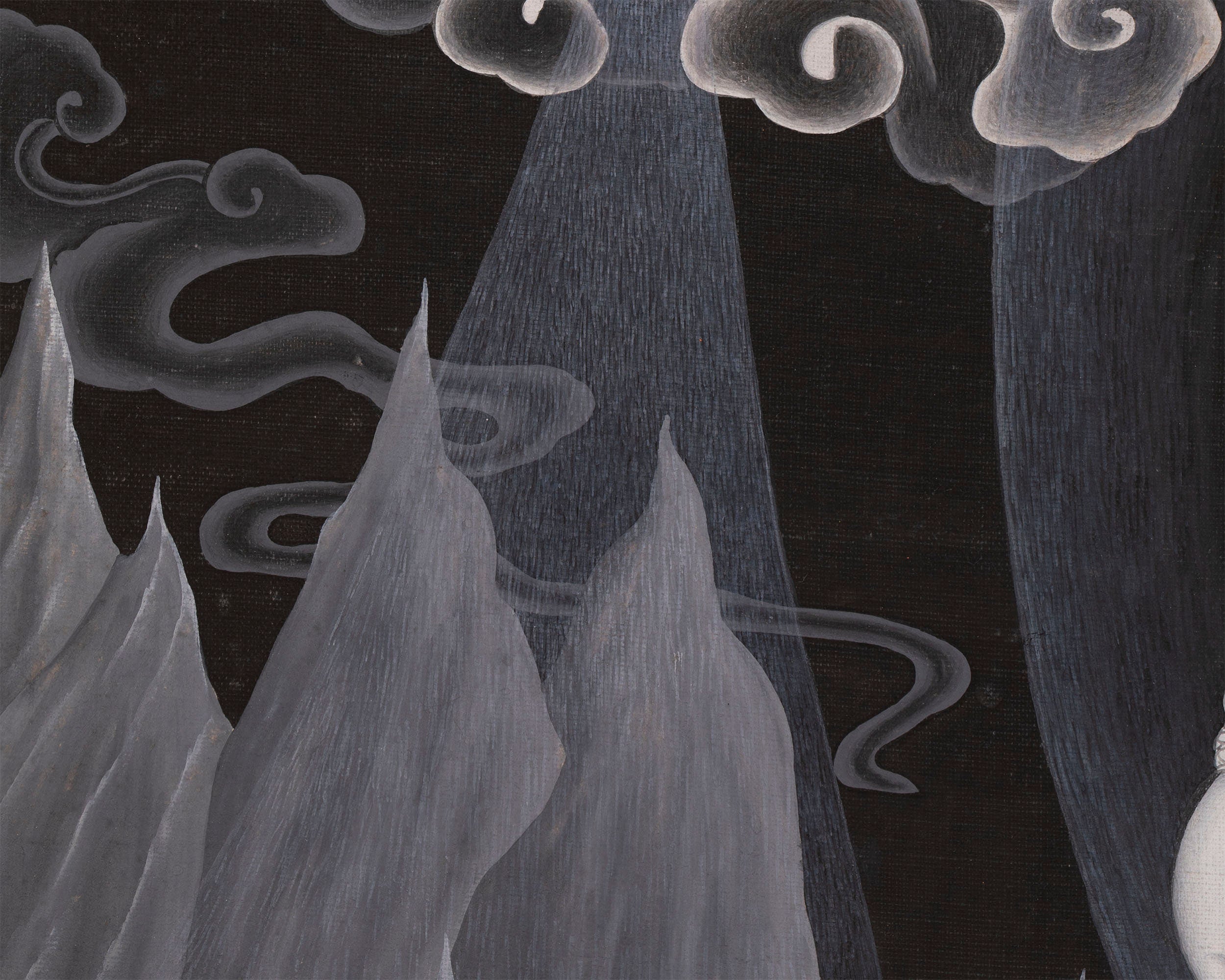 Padmapani Avalokiteshvara Thangka Painting | Black and White Buddhist Art