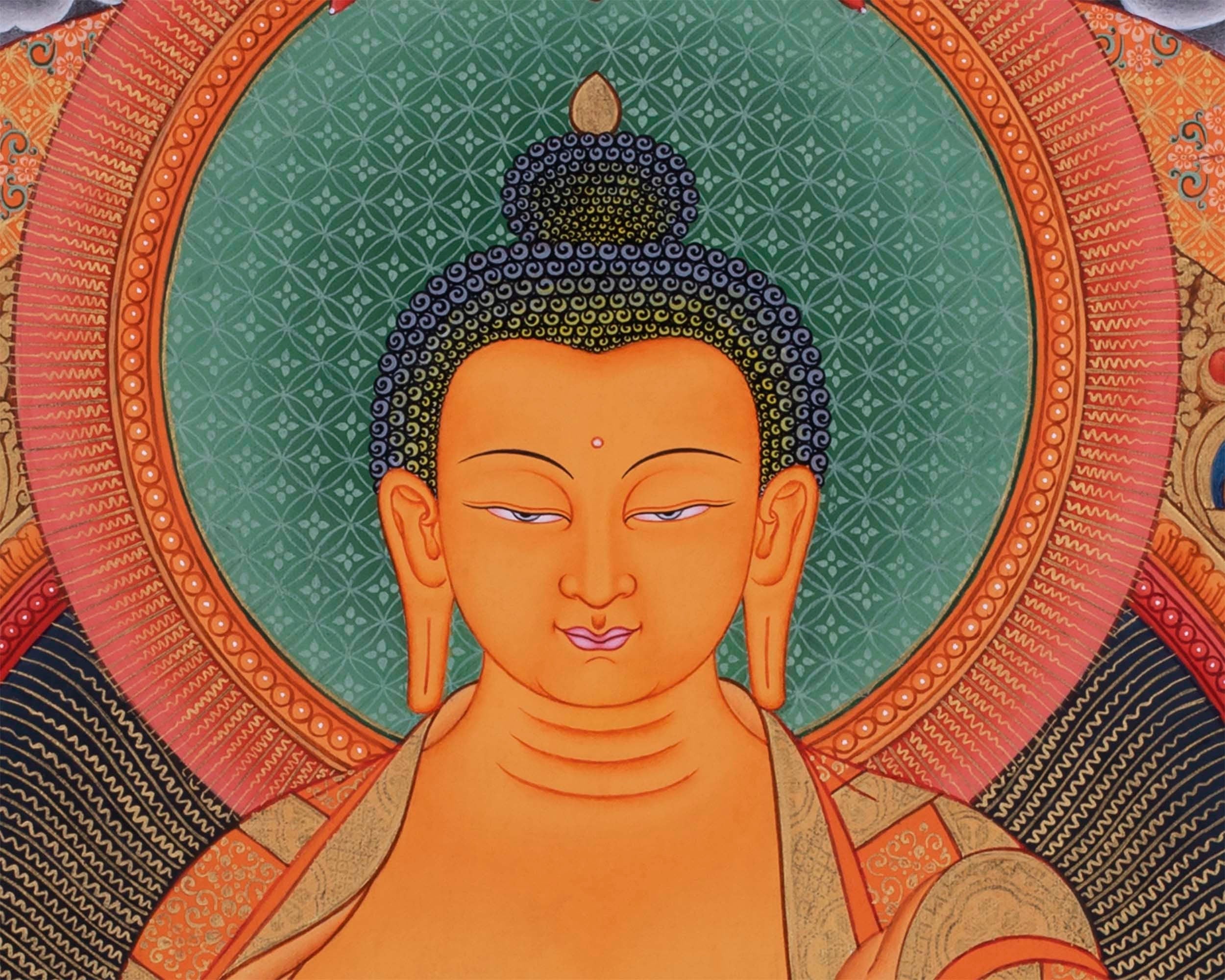 Thangka Painting Of Shakyamuni Buddha | Handpainted Tibetan Art | Thangka For Mindfulness