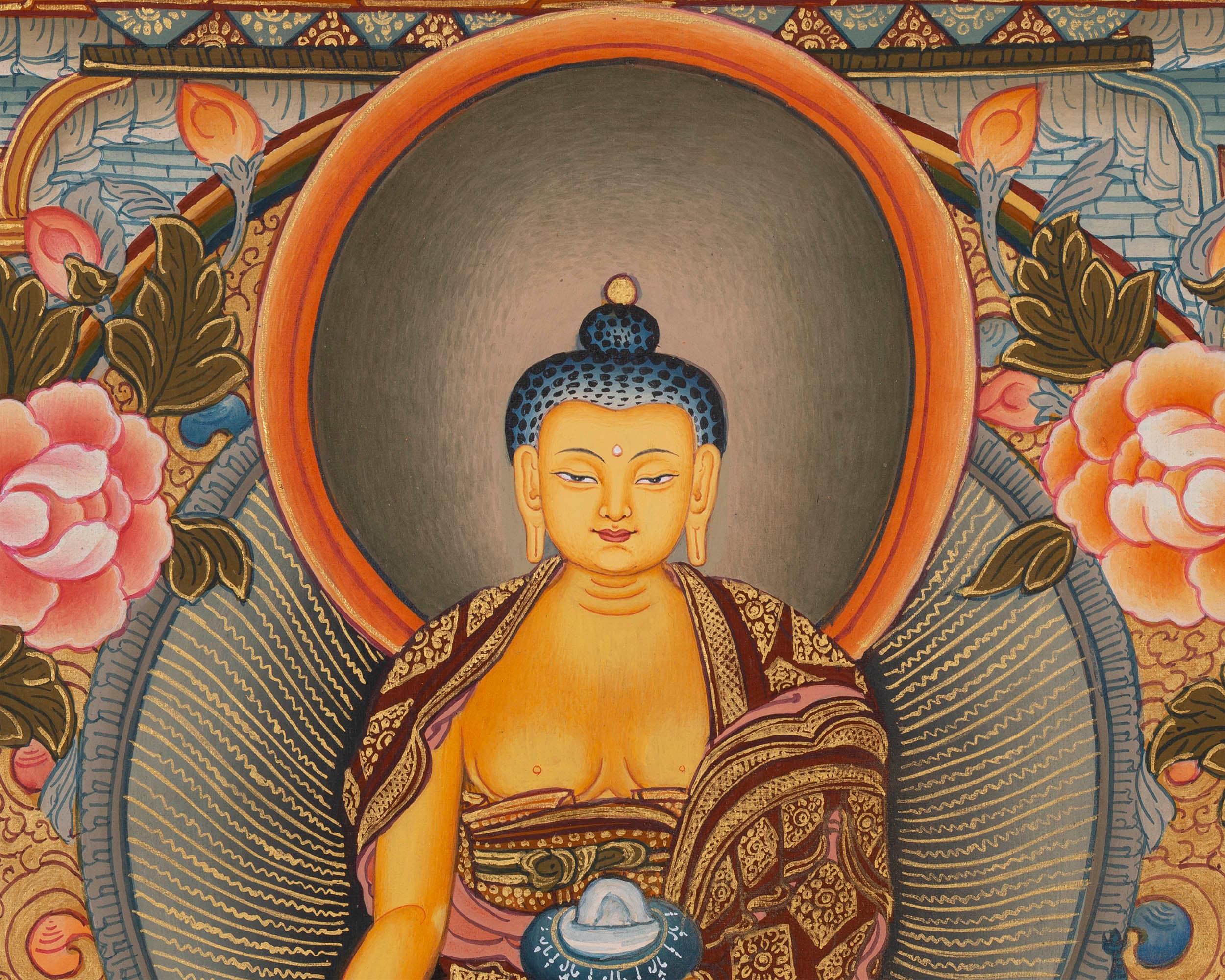 Bhagvana Buddha Life Story Thangka Painting | For Awareness Into Your Lives By Contemplating The Teachings Of The Sage | Religious Wall Decor