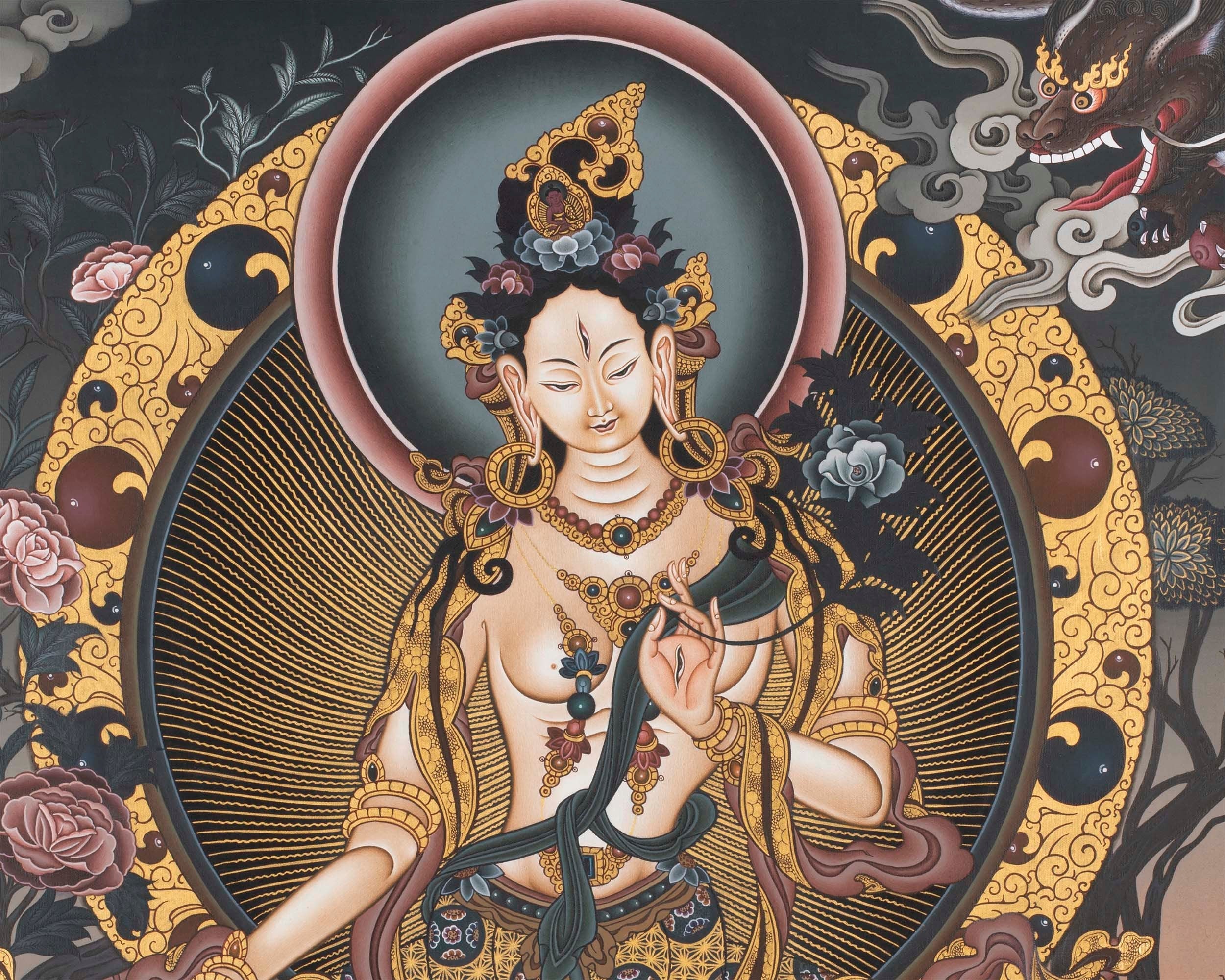 White Tara Thangka | Tibetan Dolkar Bodhisattva Of Long Life