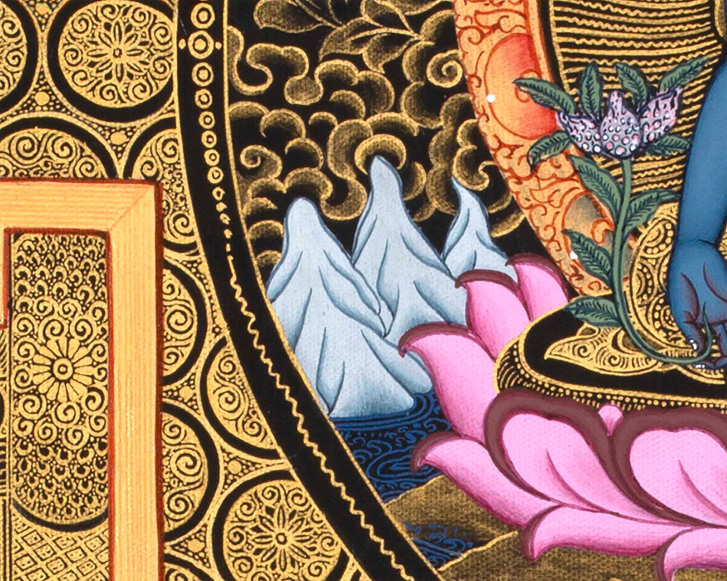 Healing Buddha Mandala Thangka | Medicine Buddha Art | Buddhist Hand Painting|