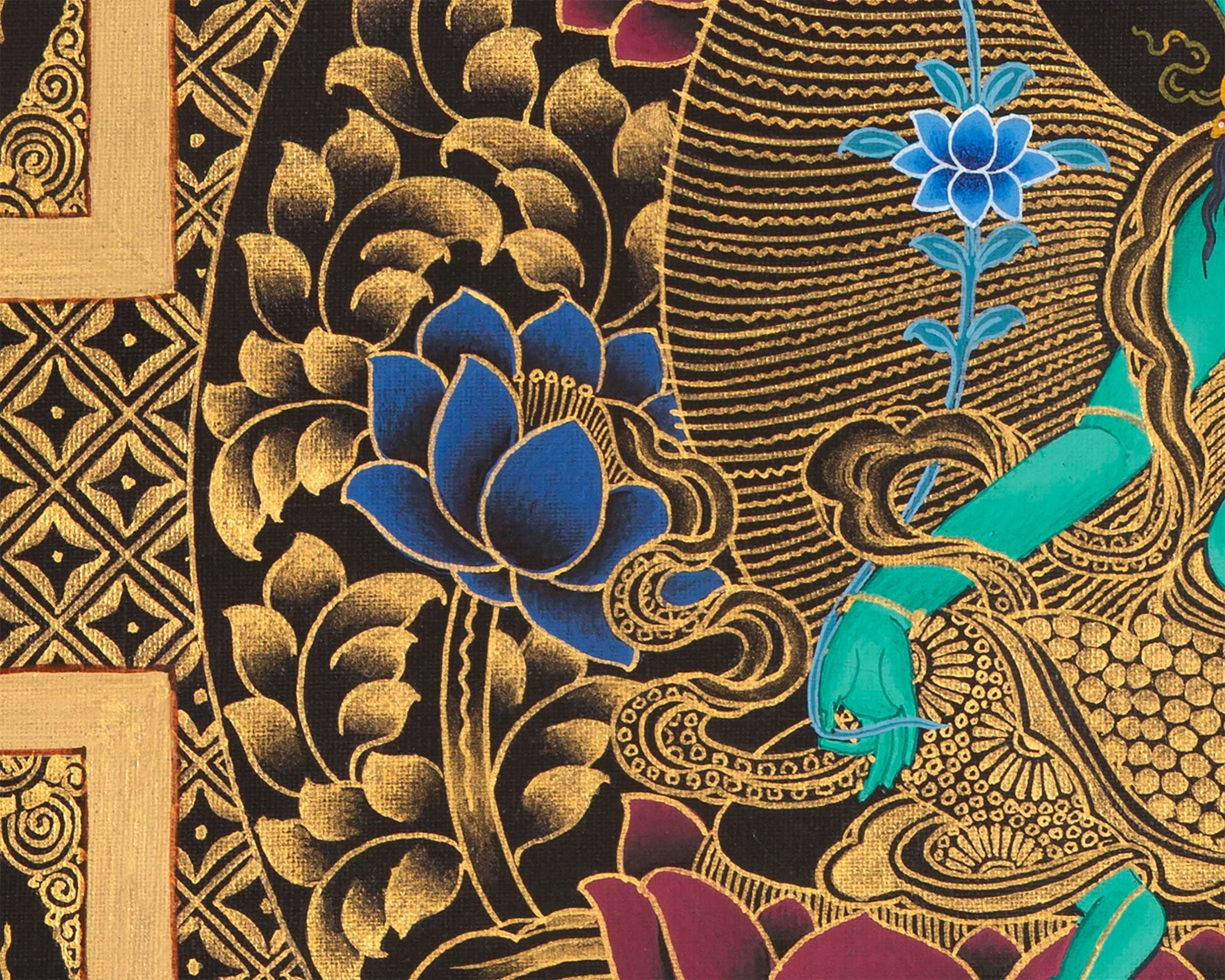 Green Tara Mandala Thangka | Wheel Of Time | Wall Hanging Religious Decor