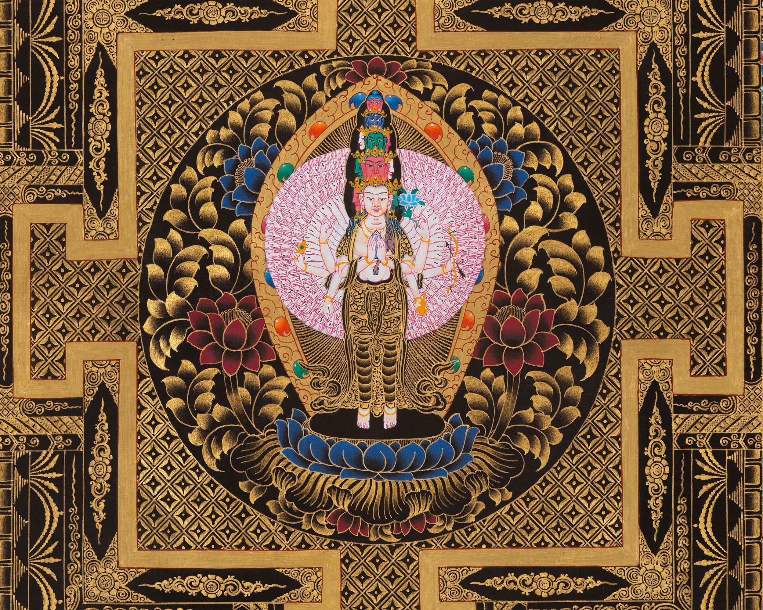 Avalokiteshvara Mandala |Wheel of Time Thangka | Kalachakra Mandala Wall Hanging