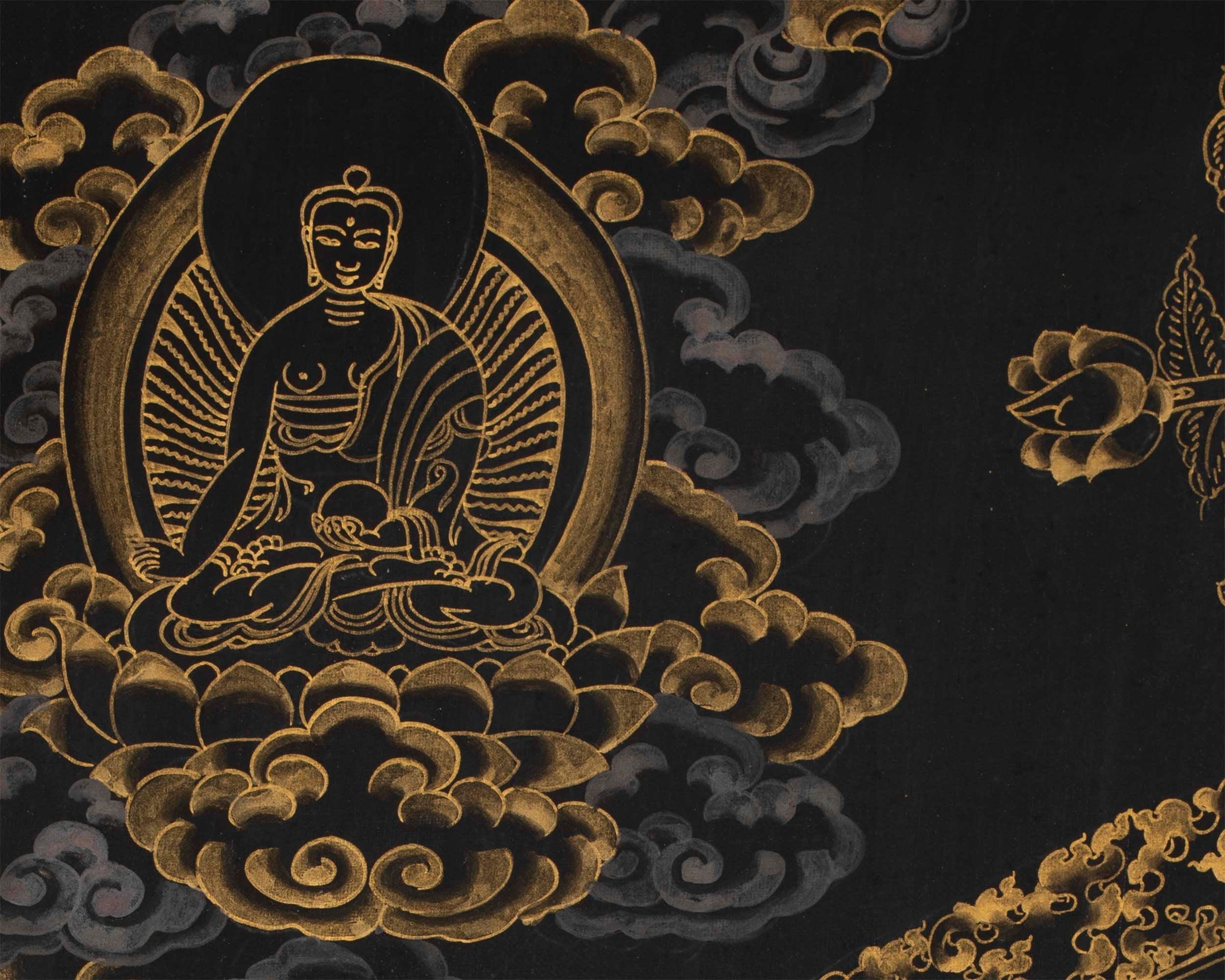 Vintage Black and Gold Avalokiteshvara Mandala | Religious Gift Ideas