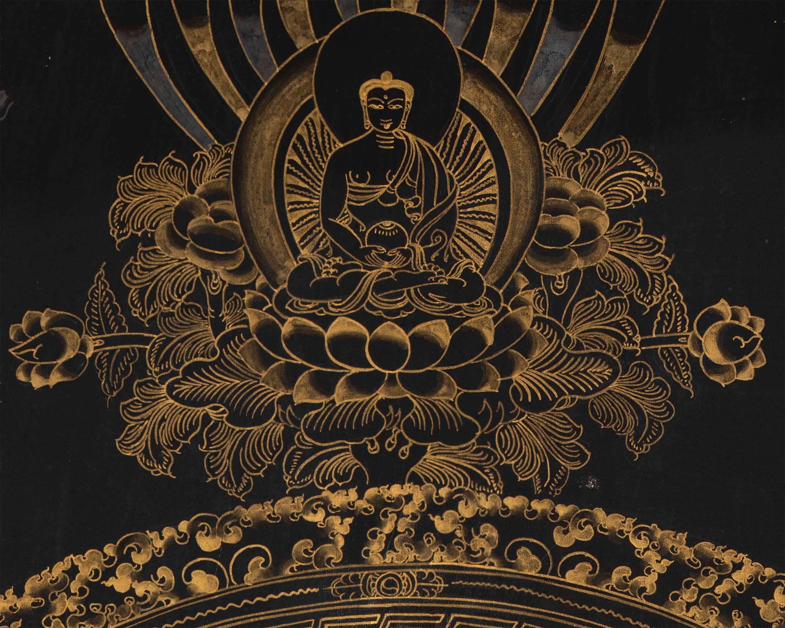 Vintage Black and Gold Avalokiteshvara Mandala | Religious Gift Ideas