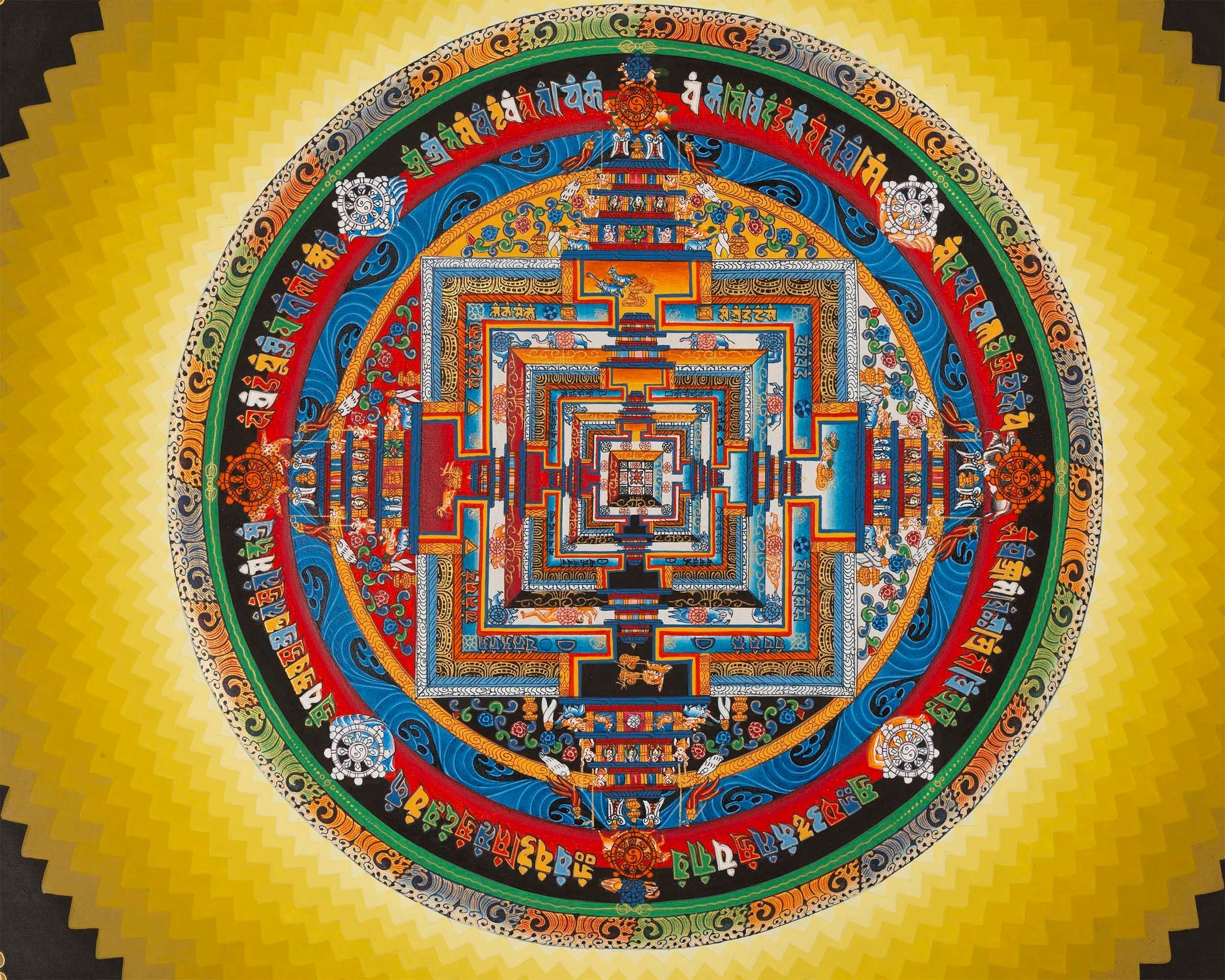 Round Halo Kalachakra Thangka | Tibetan Mandala Art | Wall Hanging Decoration