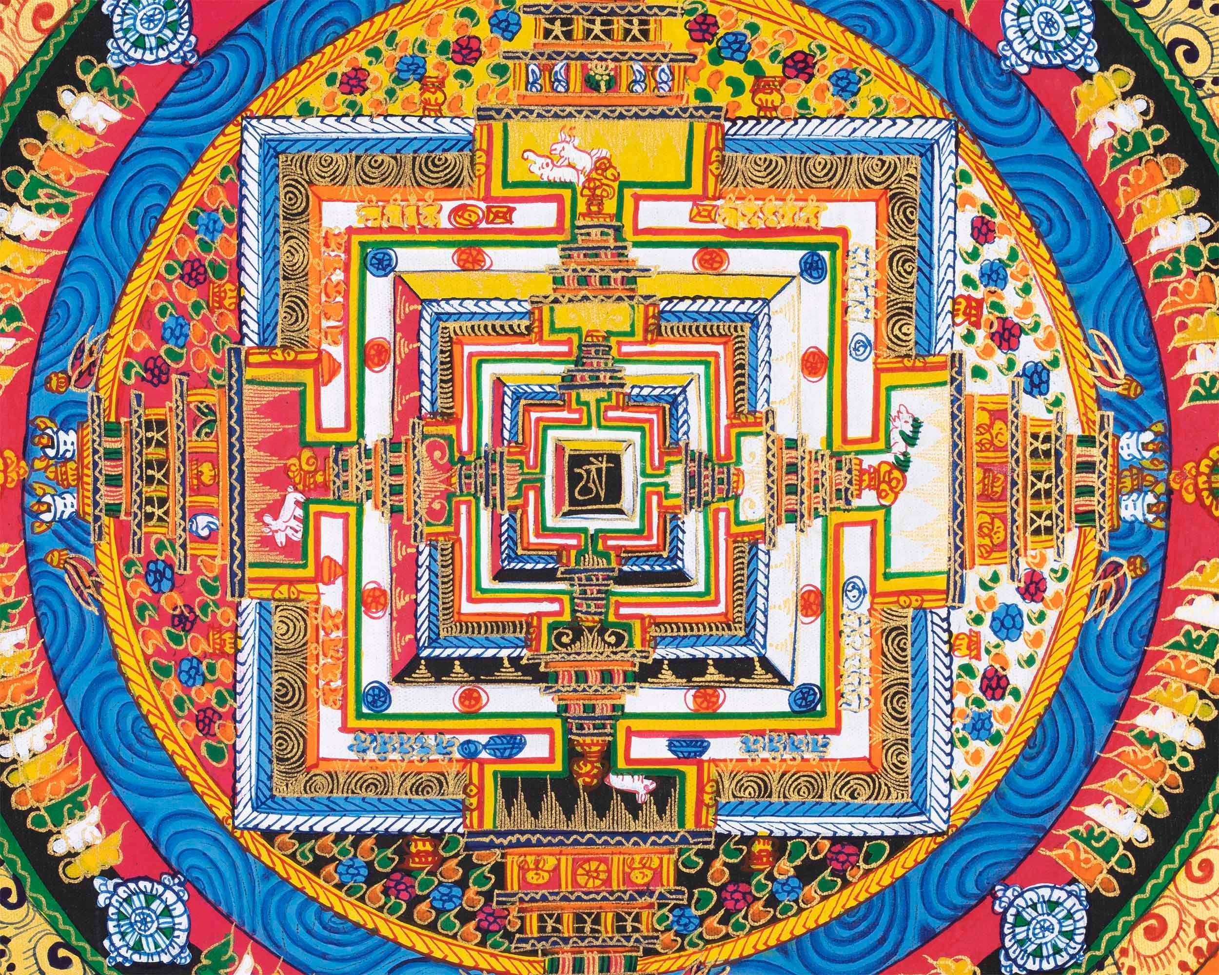 Mandala Art Thangka | Buddhist Kalachakra Mandala | Wall Hanging Decoration