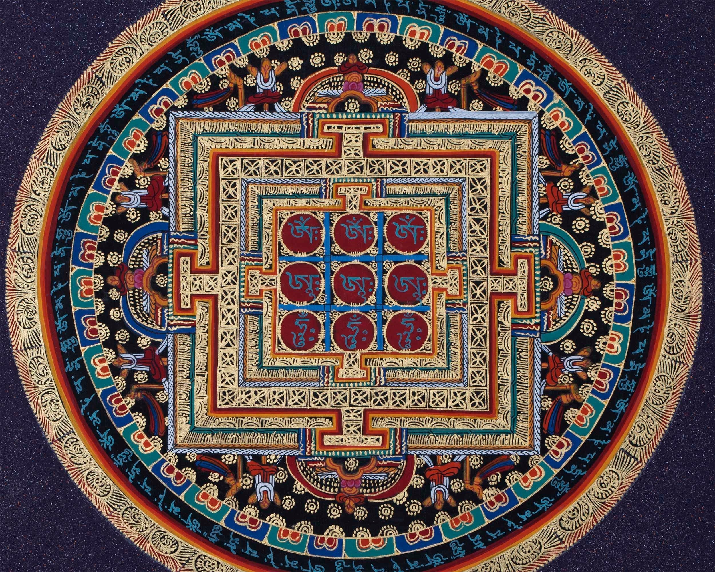 Om Mani Padme Hum Mandala Thangka | Sacred Thangka Painting for Meditation | Tibetan Wall Decoration Painting | Good Luck Art