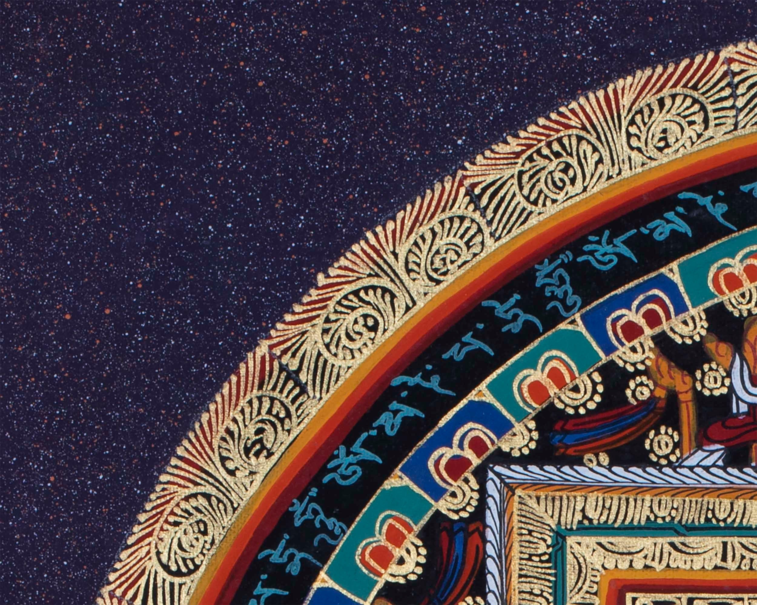 Om Mani Padme Hum Mandala Thangka | Sacred Thangka Painting for Meditation | Tibetan Wall Decoration Painting | Good Luck Art