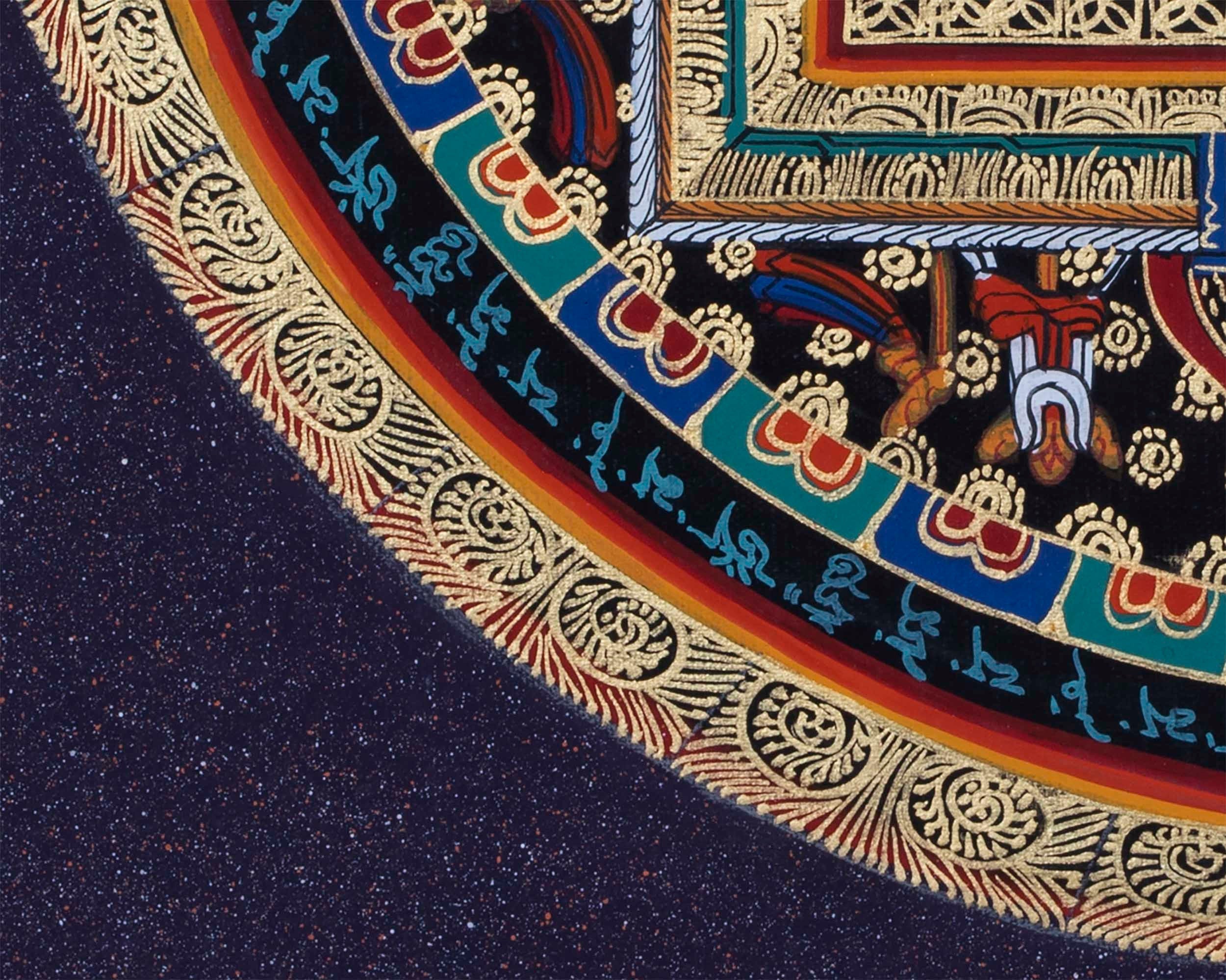 Om Mani Padme Hum Mandala Thangka | Sacred Thangka Painting for Meditation | Tibetan Wall Decoration Painting | Good Luck Art