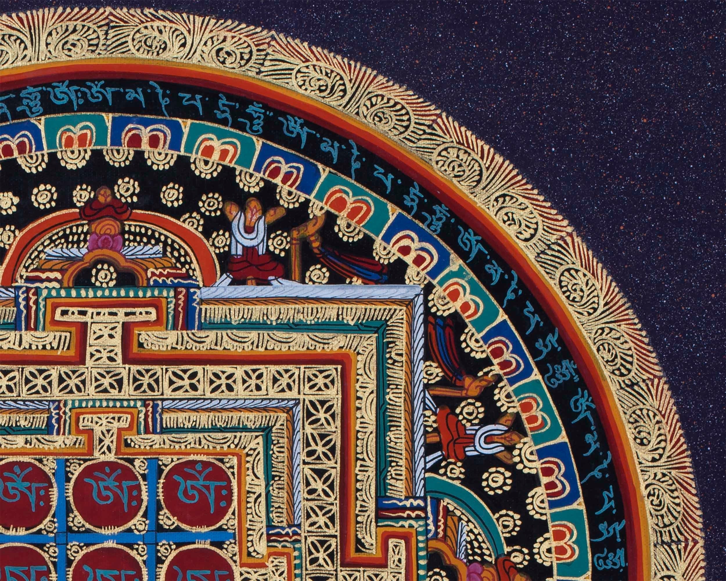 Om Mani Padme Hum Mandala Thangka | Sacred Thangka Painting for Meditation | Tibetan Wall Decoration Painting | Good Luck Art