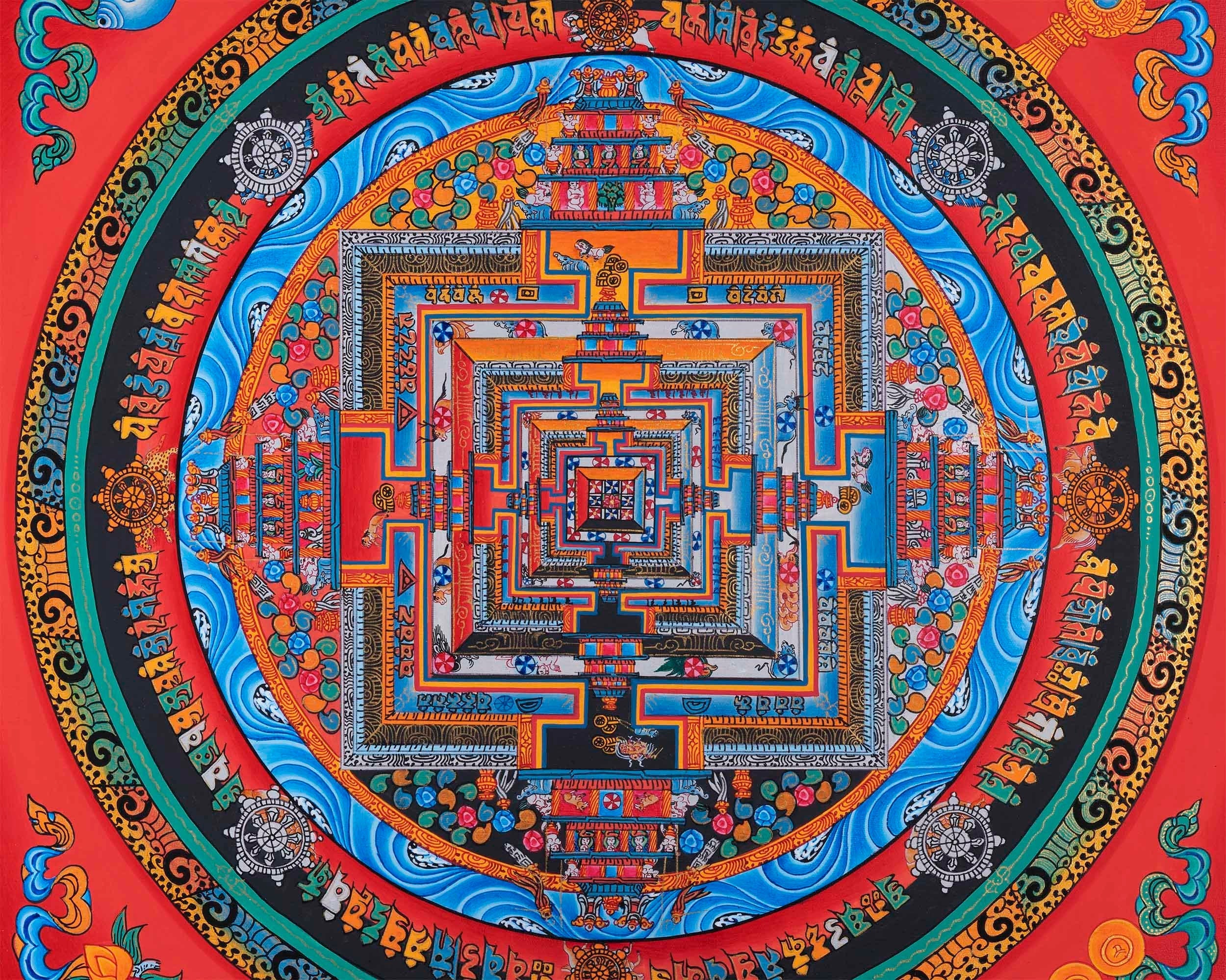 Gold Kalachakra Mandala | Buddhist Thangka