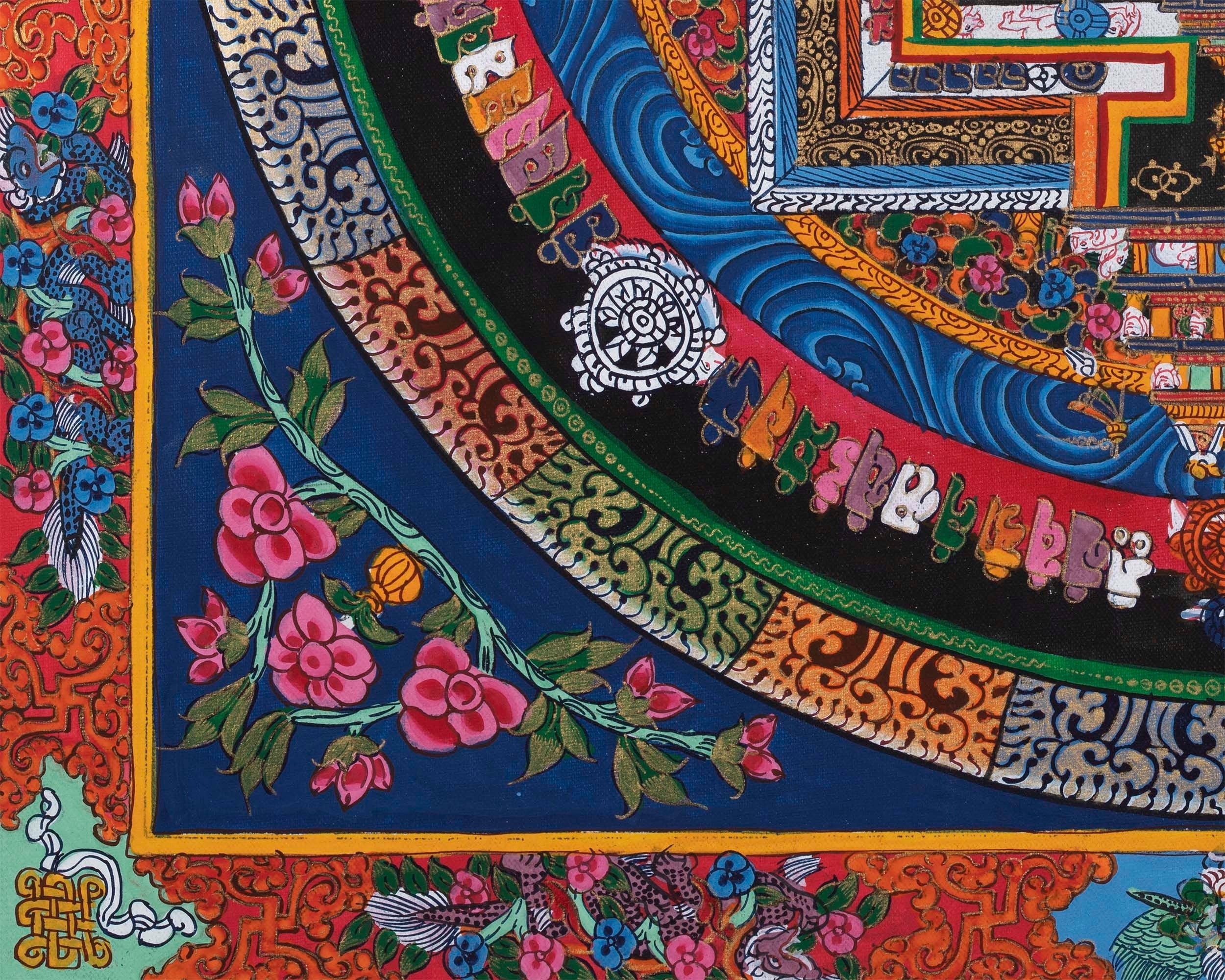 Religious Kalachakra Mandala Thangka | Buddhist Handpainted Art | Wall Hanging Decors