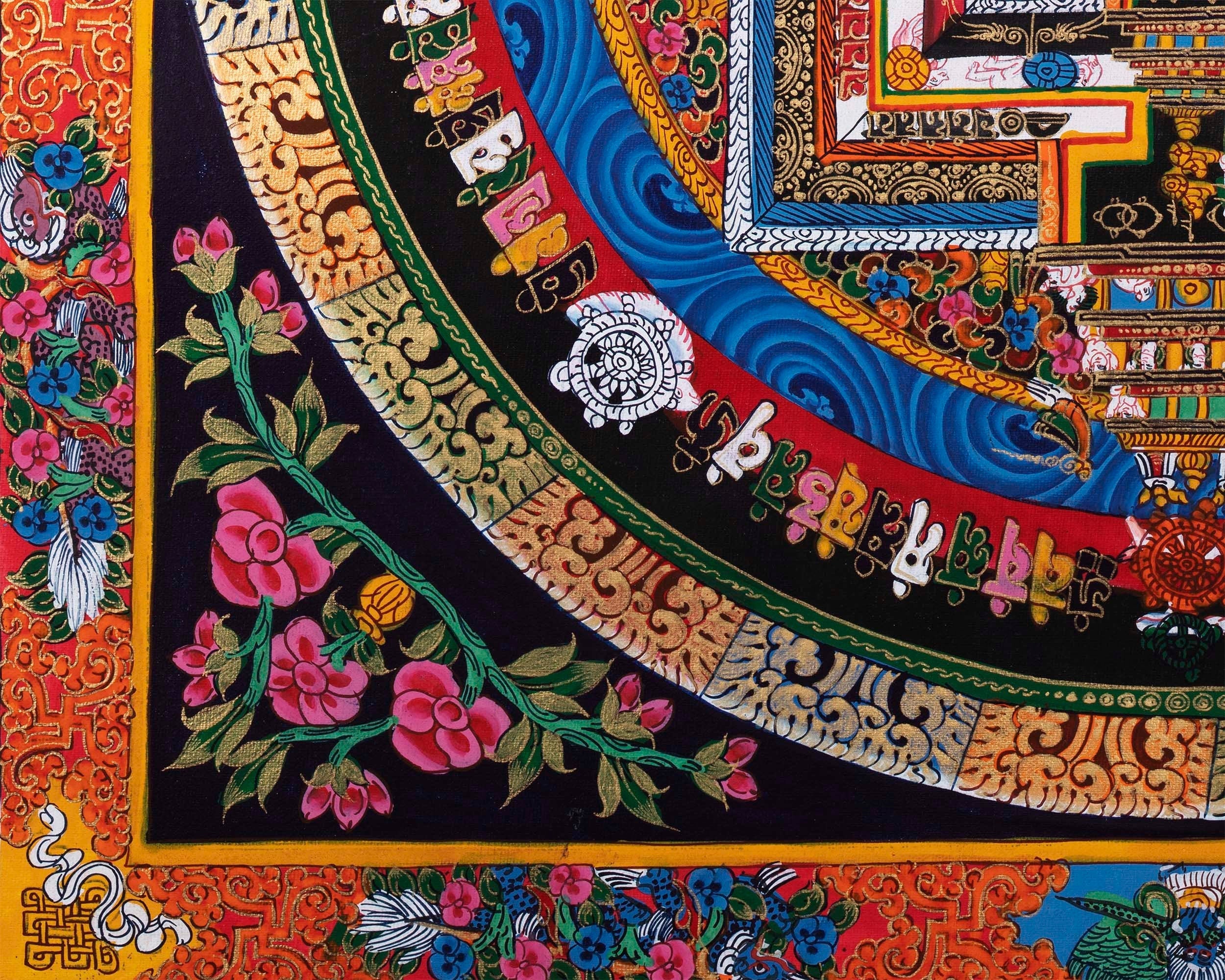 Traditional Kalachakra Mandala Thangka | Religious Handpainted Art | Wall Hanging Decor