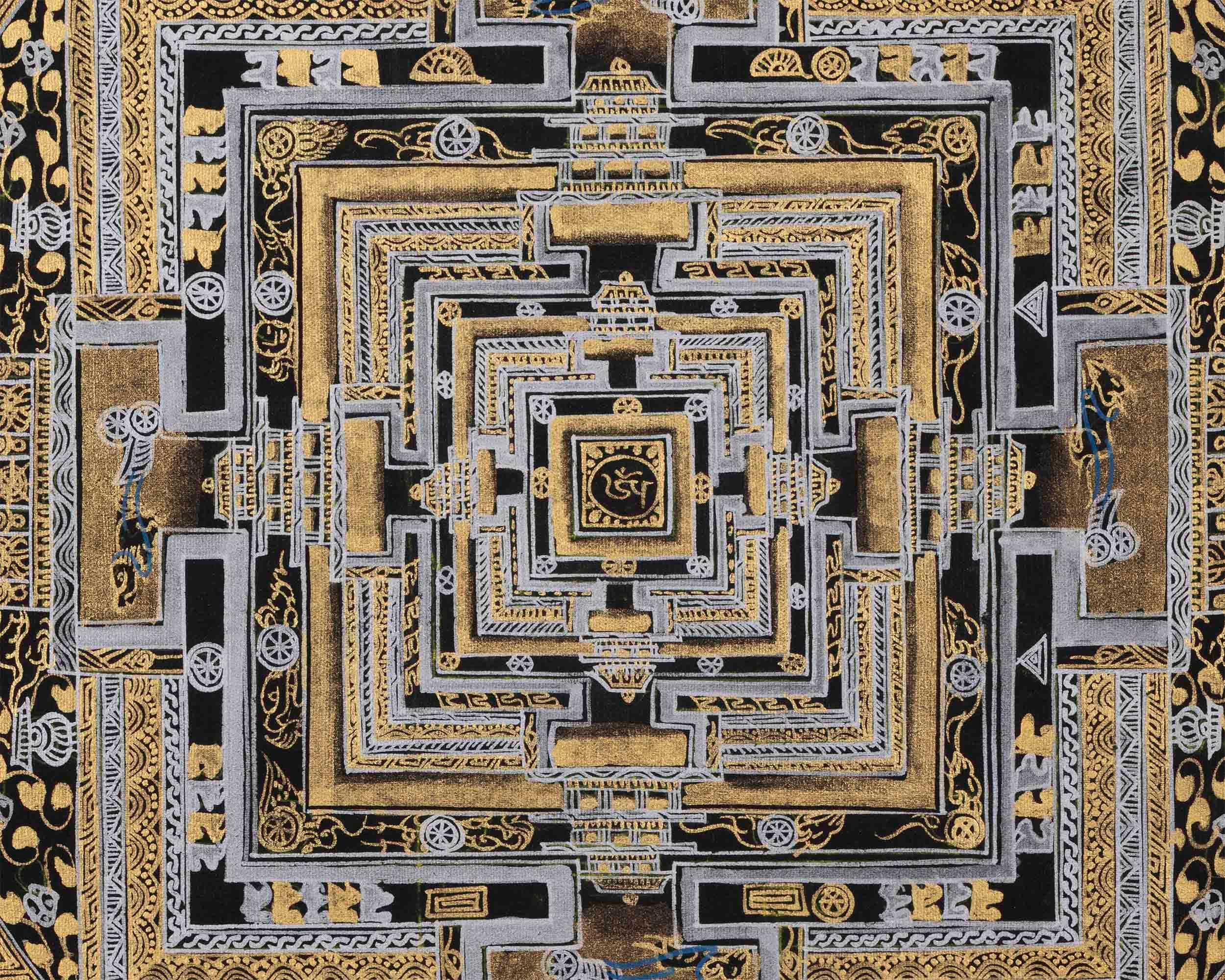 Colored Kalachakra Mandala | Attractive Gold and Silver Mandala