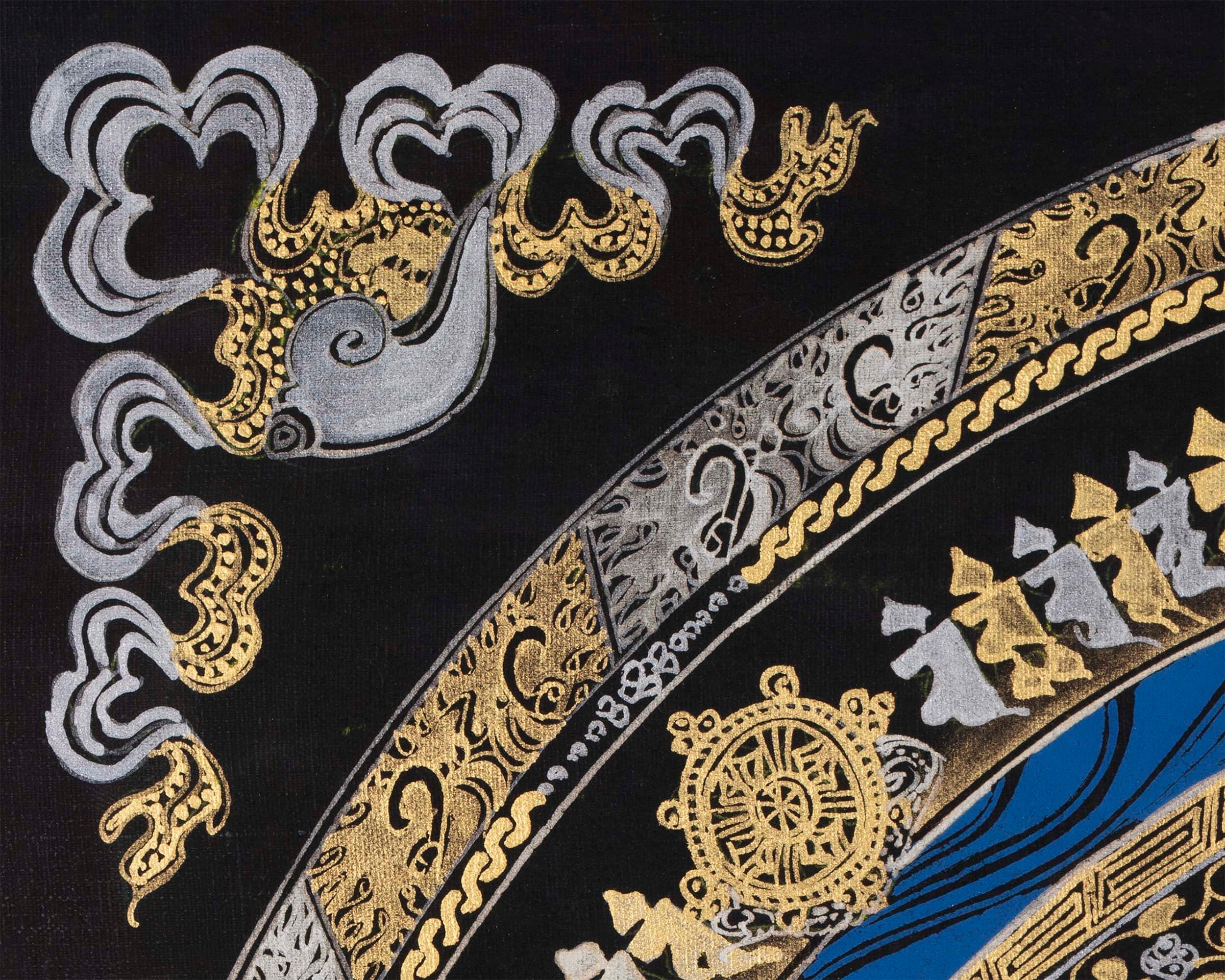 Colored Kalachakra Mandala | Attractive Gold and Silver Mandala