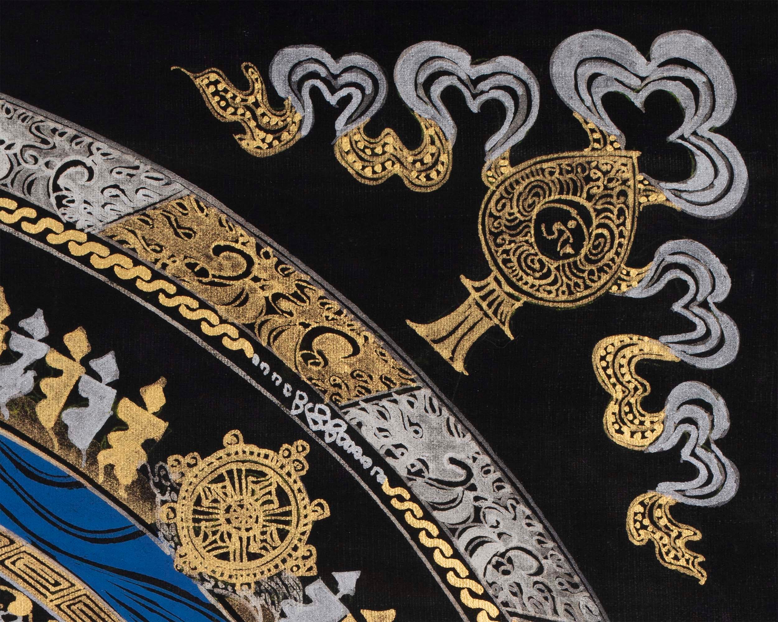 Colored Kalachakra Mandala | Attractive Gold and Silver Mandala