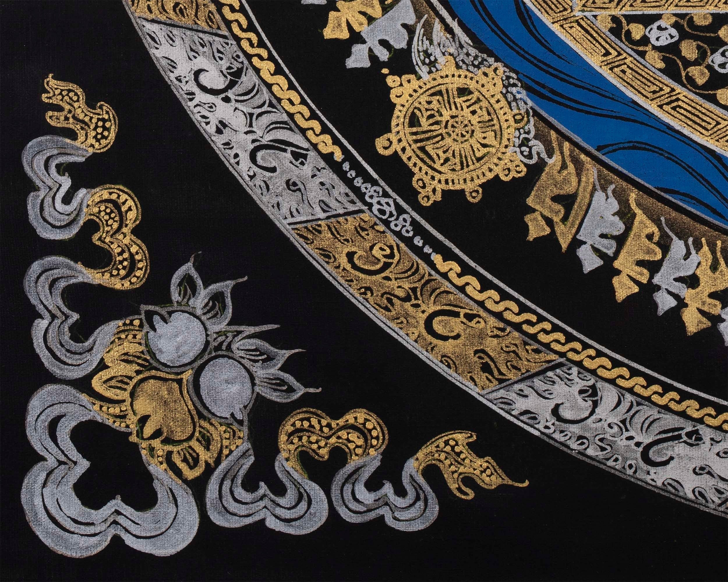 Colored Kalachakra Mandala | Attractive Gold and Silver Mandala